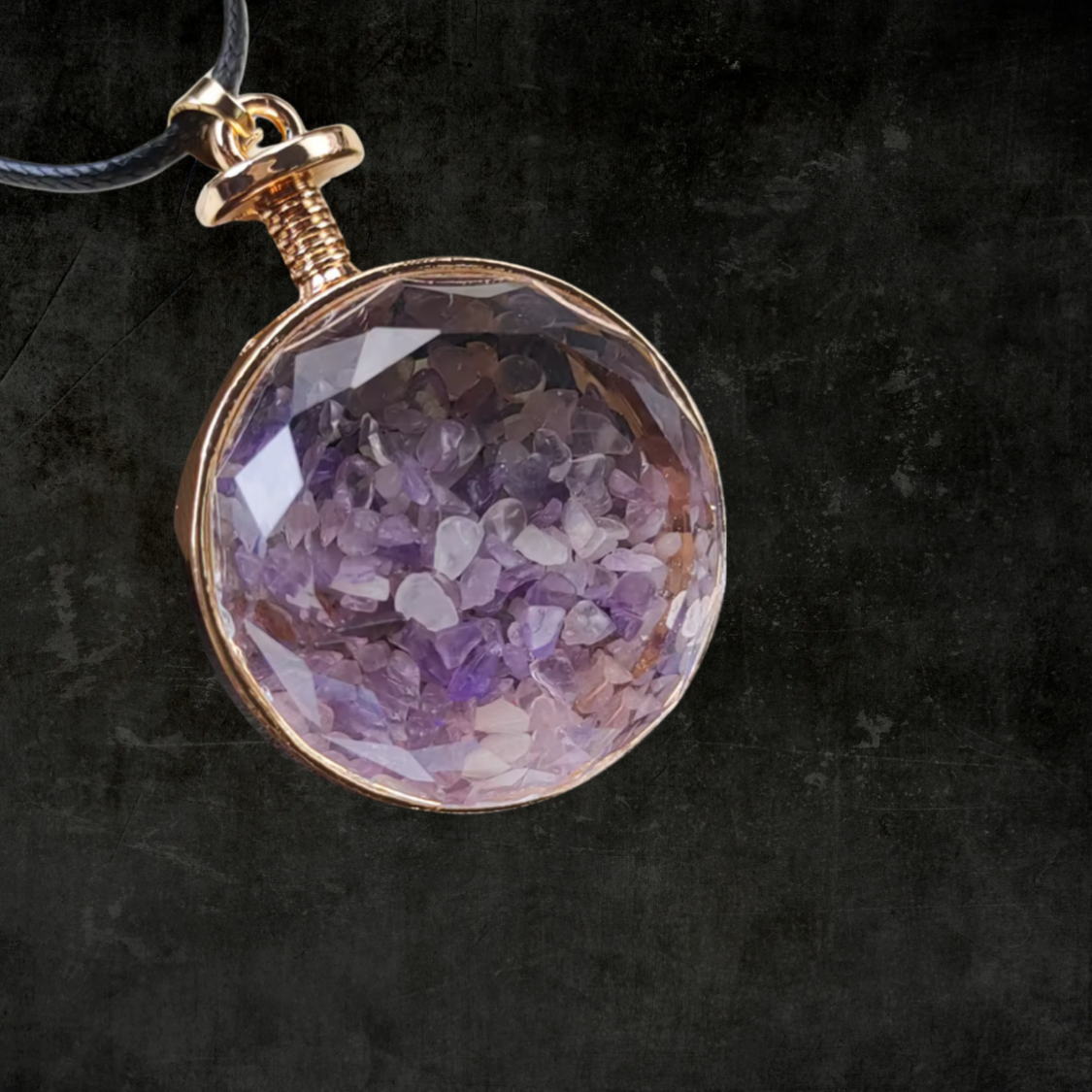 Natural Amethyst, Blue Turquoise, Obsidian, Clear Quartz, Tiger Eye, Lapis Lazuli, Round Wishing Bottle Crystal Pendant Necklace Jewelry for Healing & Style