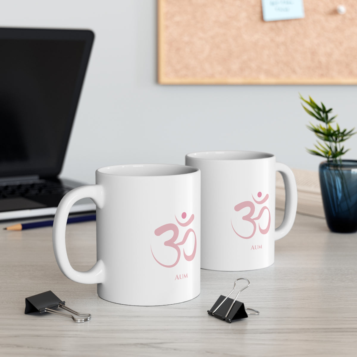 Light Pink Aum Om Symbol 11oz White Mug - Spiritual Wellness Drinkware