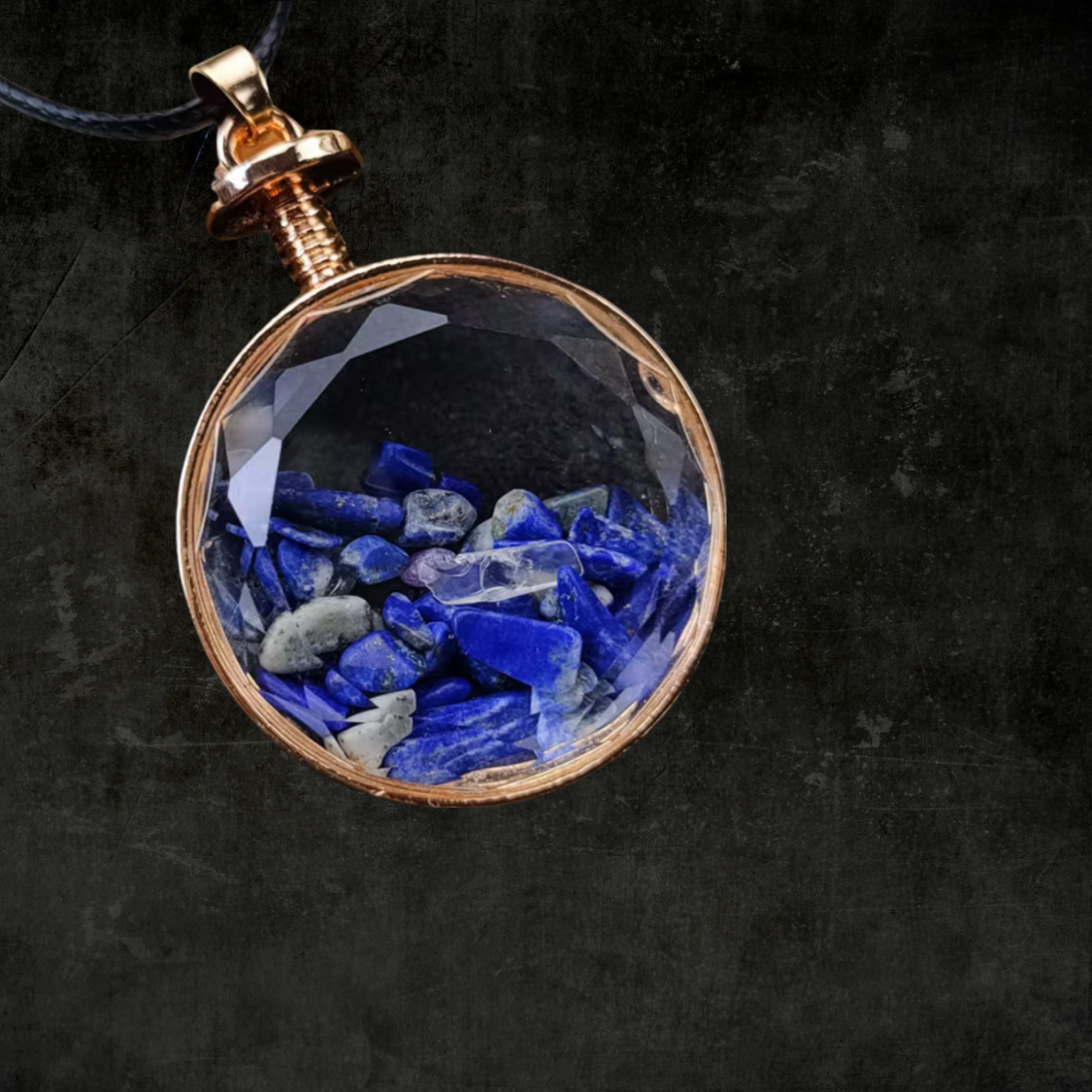 Natural Amethyst, Blue Turquoise, Obsidian, Clear Quartz, Tiger Eye, Lapis Lazuli, Round Wishing Bottle Crystal Pendant Necklace Jewelry for Healing & Style