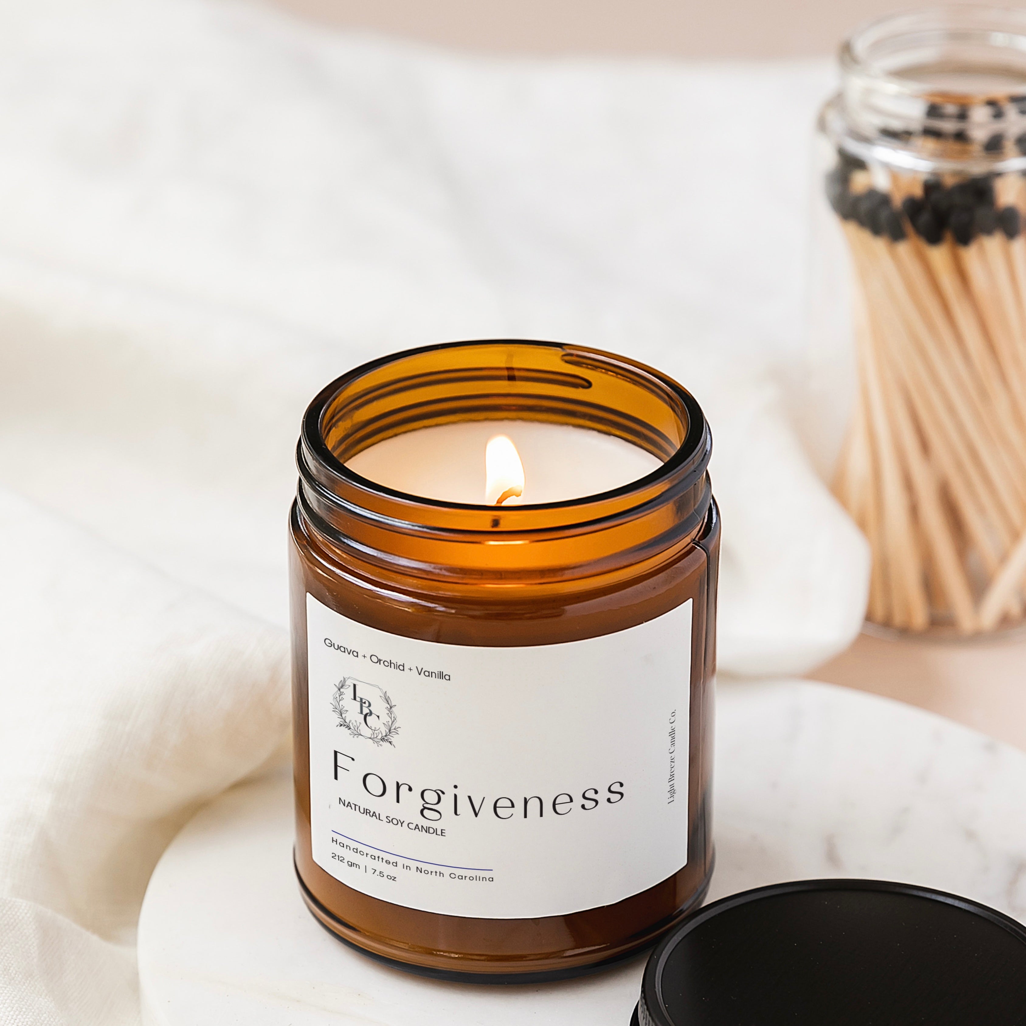 “Forgiveness Candle - Tropical Guava, Elegant Orchid & Creamy Vanilla Blend for Tranquility"