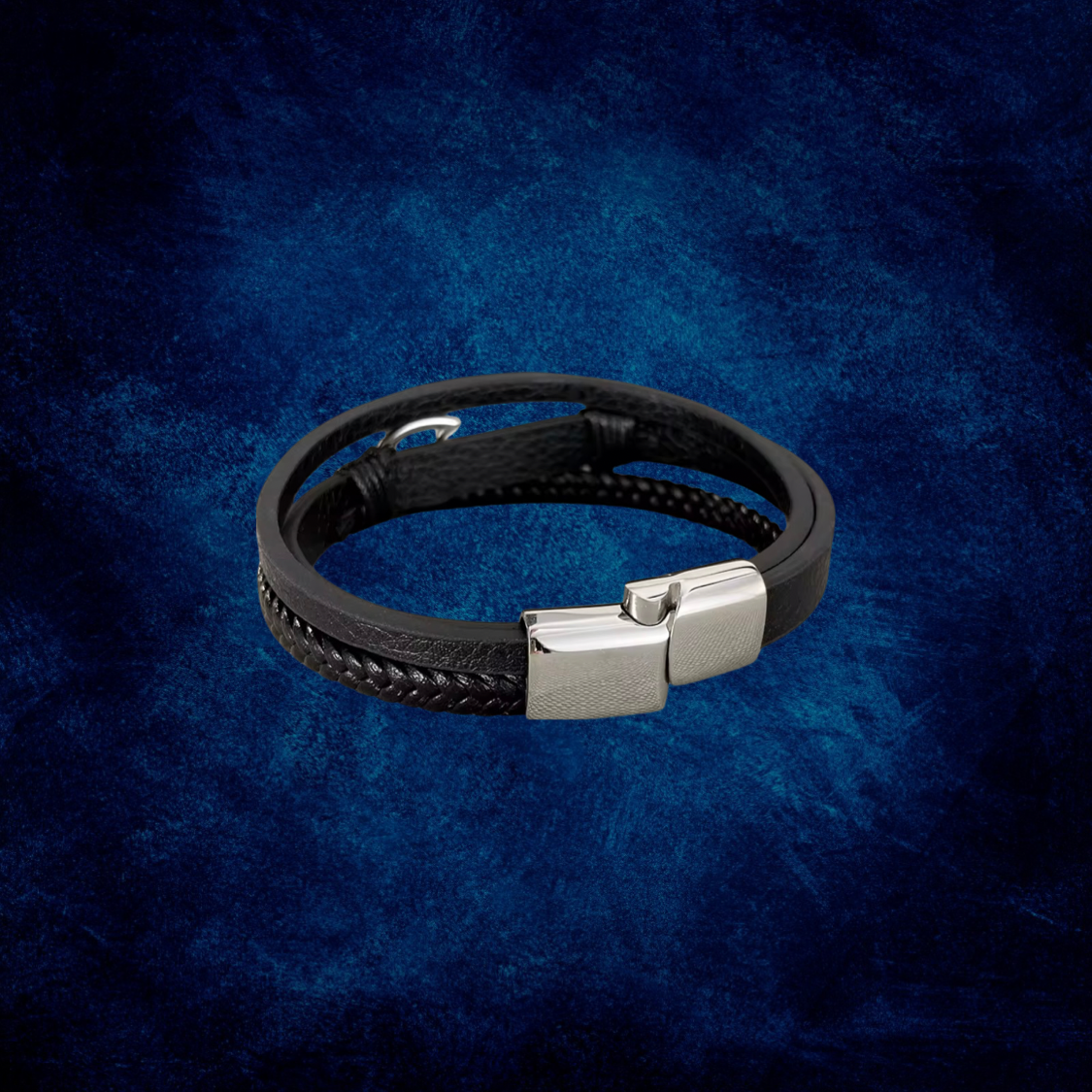 Stainless Steel Bracelets For Men Jewelry Black Color Fashion With Magnetic Buckle, Hook, Anchor, Compass 8-Inch Chain