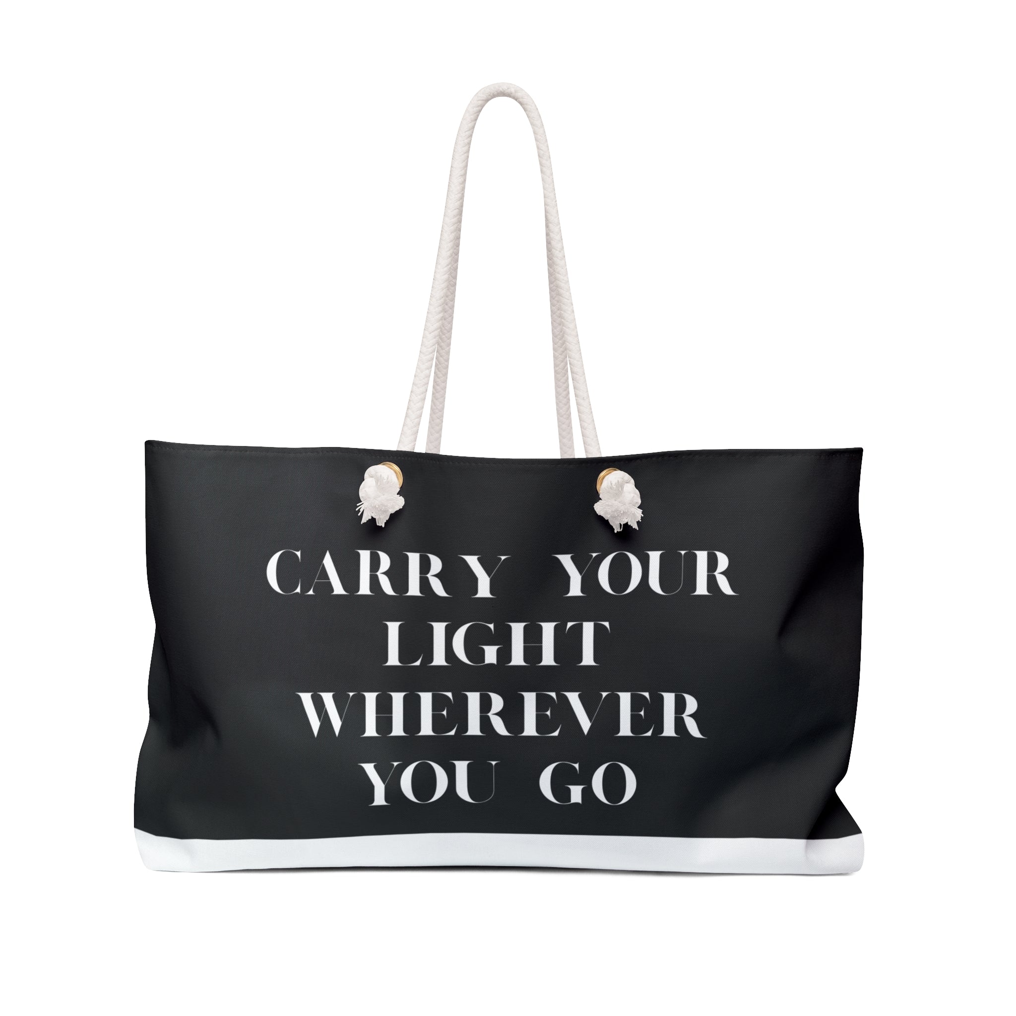 Carry Your Light Weekender Bag - Black Canvas Travel Tote for Adventurers, Beach Trips, Yoga, Retreats, and Weekend Getaways