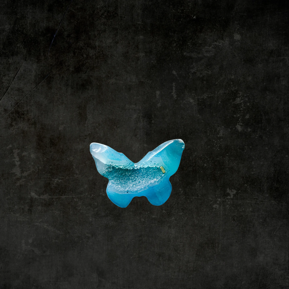 Hand-Carved Blue Sardonyx Butterfly Crystal Energy Stone with Druzy Accents – Natural Healing