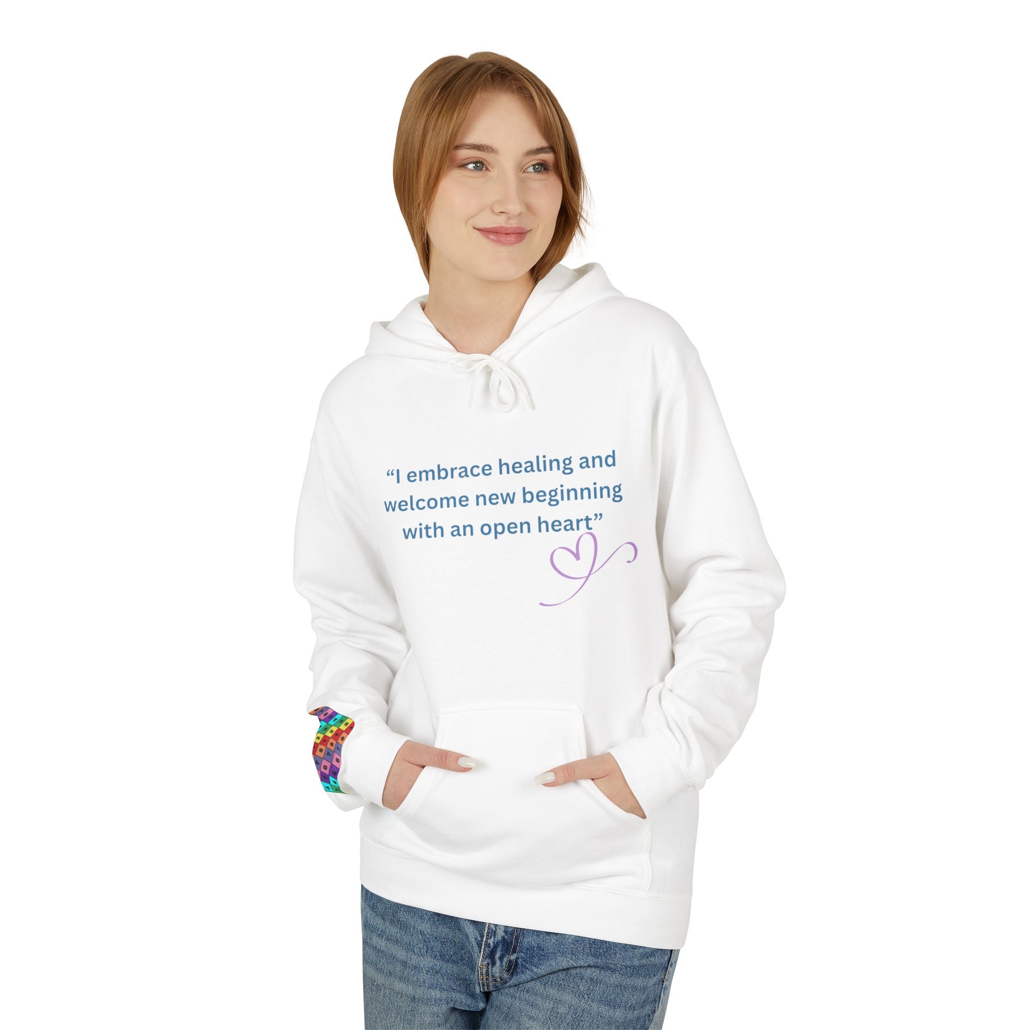 Healing Journey Fleece Hoodie - Embrace New Beginnings, Motivational Sweatshirt for Self-Care, Gift for Mindfulness, Cozy Layering for