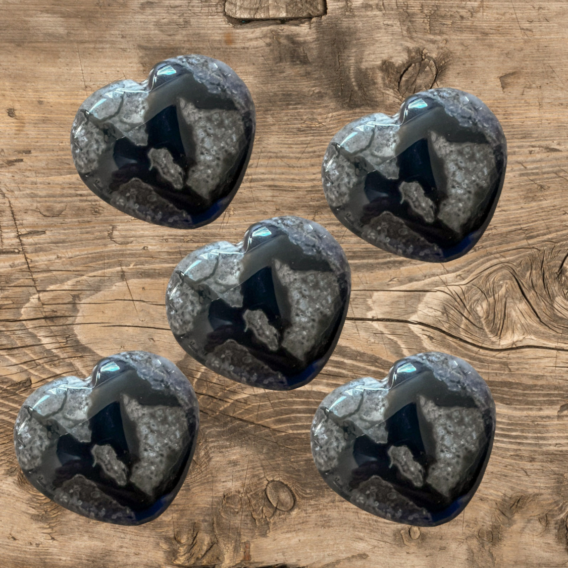 Healing Natural Meditation Volcan Agate Heart Carvings