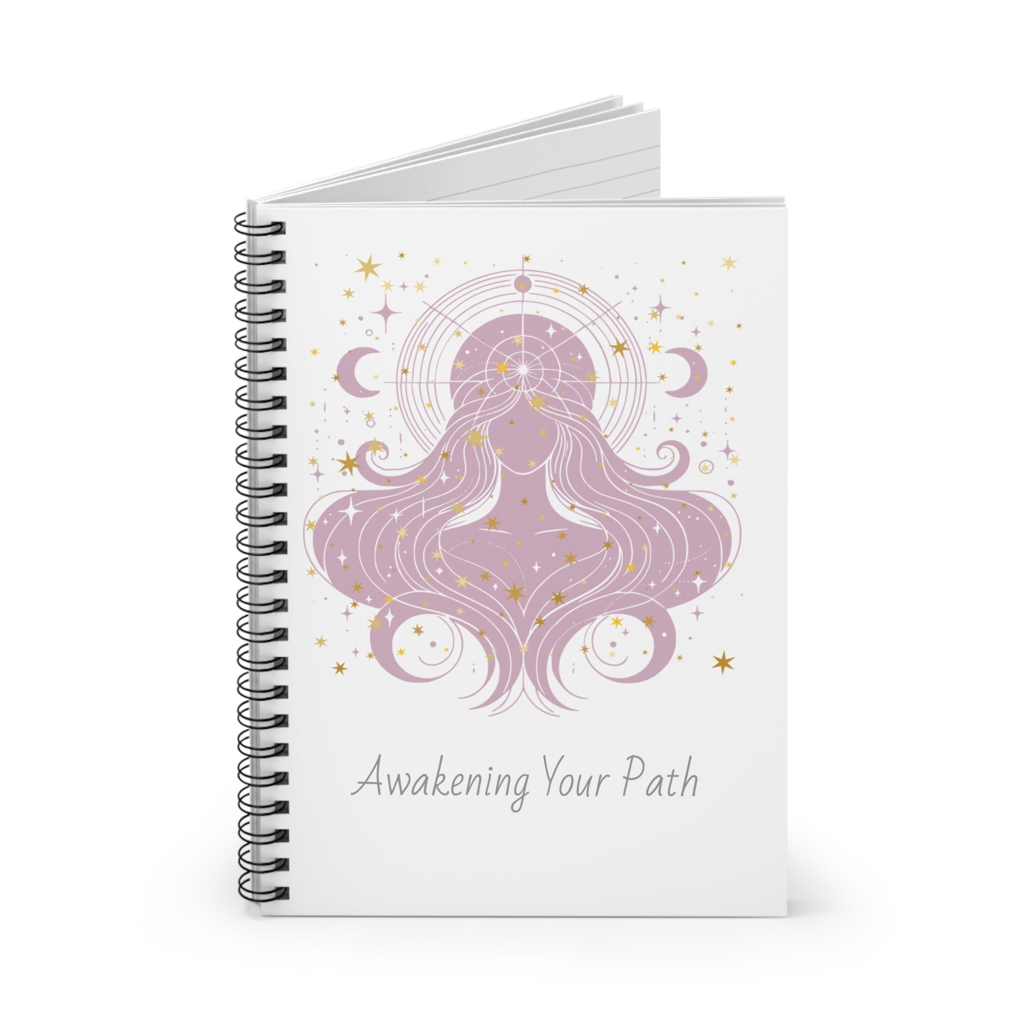 Spiral Notebook - Awakening Your Path, Boho Spiral Journal, Spiritual Writing Notebook, Gift for Dreamers, Manifestation Diary