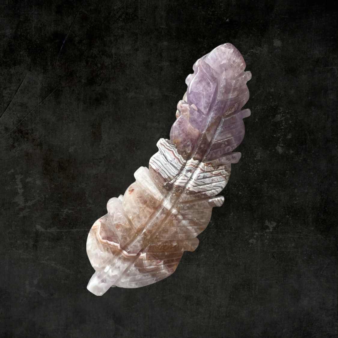Handcrafted Amethyst & Agate Feather Crystal Sculpture – Natural Healing Stone Art
