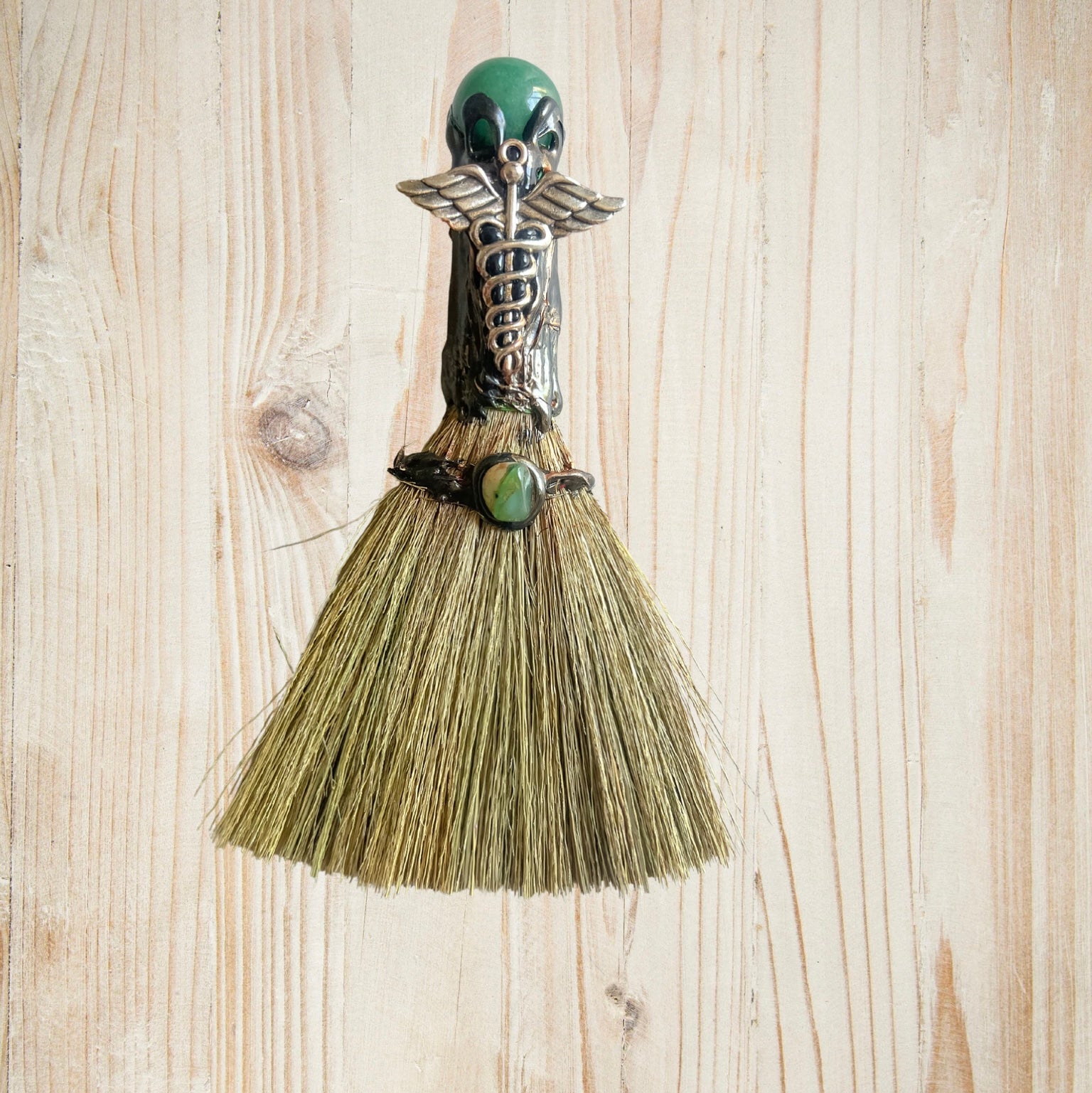 Handmade Magic Broom Quartz Broom Spiritual Healing & Ritual Decor for Mindfulness
