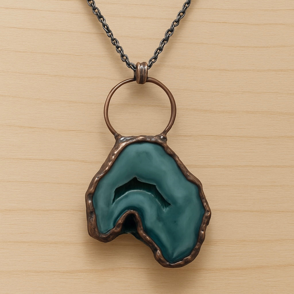Antique Bronze Chain with Agate Pendant