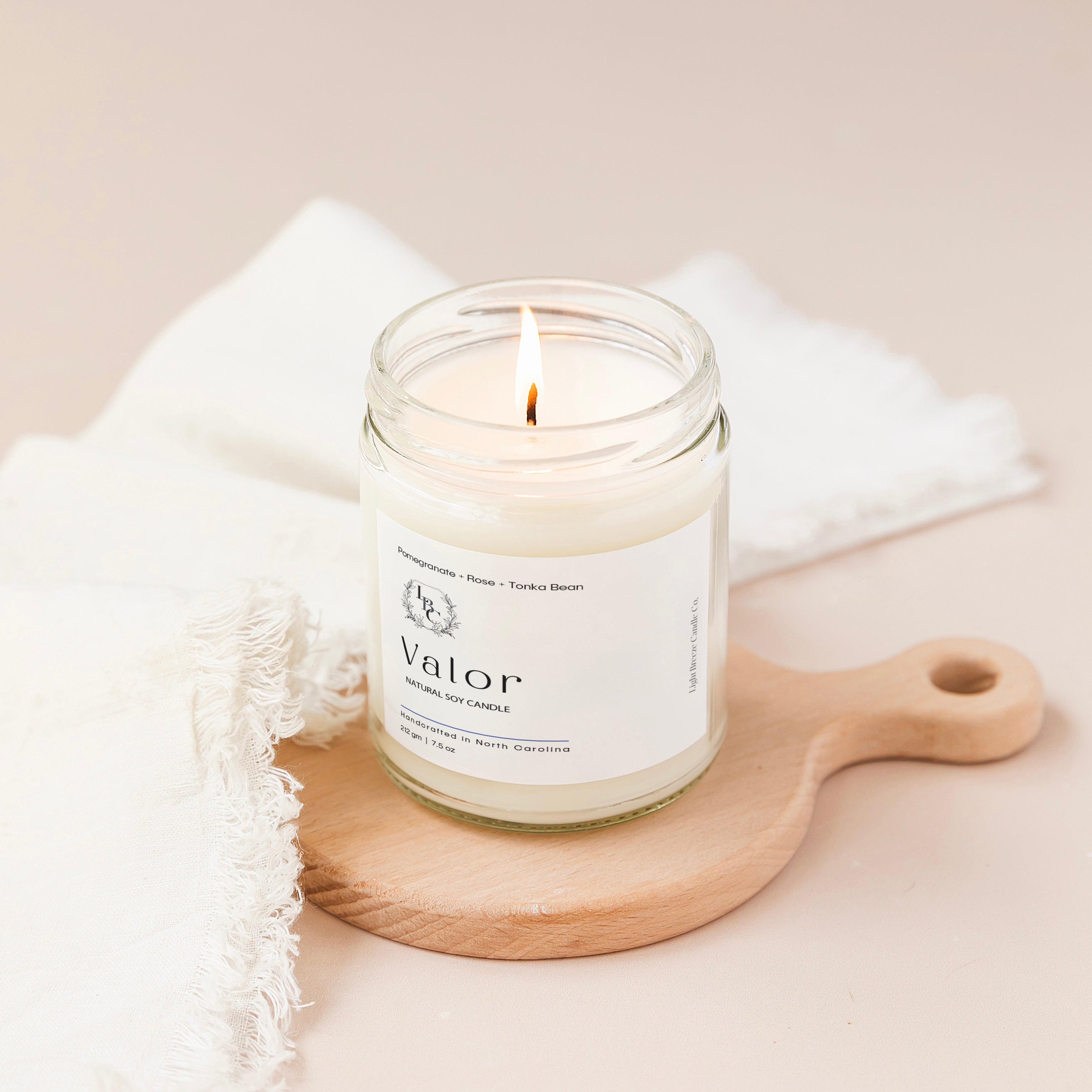 "Valor Candle - Bold Pomegranate, Rose & Tonka Bean Blend for Courage and Resilience"
