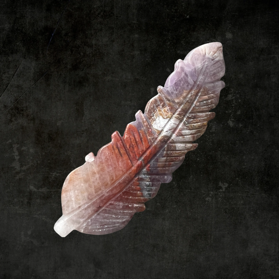 Handcrafted Amethyst & Agate Feather Crystal Sculpture – Natural Healing Stone Art