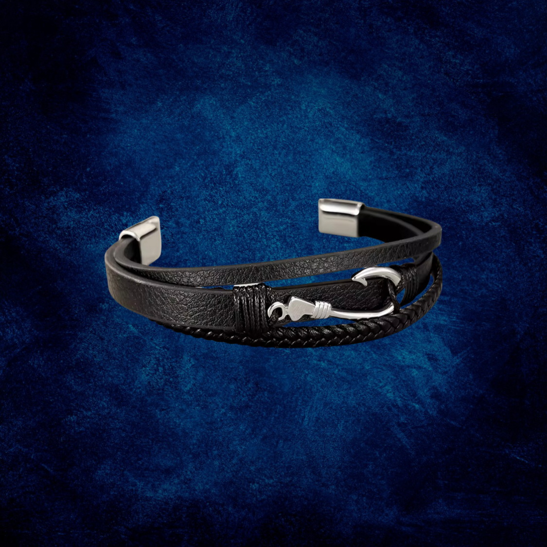 Stainless Steel Bracelets For Men Jewelry Black Color Fashion With Magnetic Buckle, Hook, Anchor, Compass 8-Inch Chain