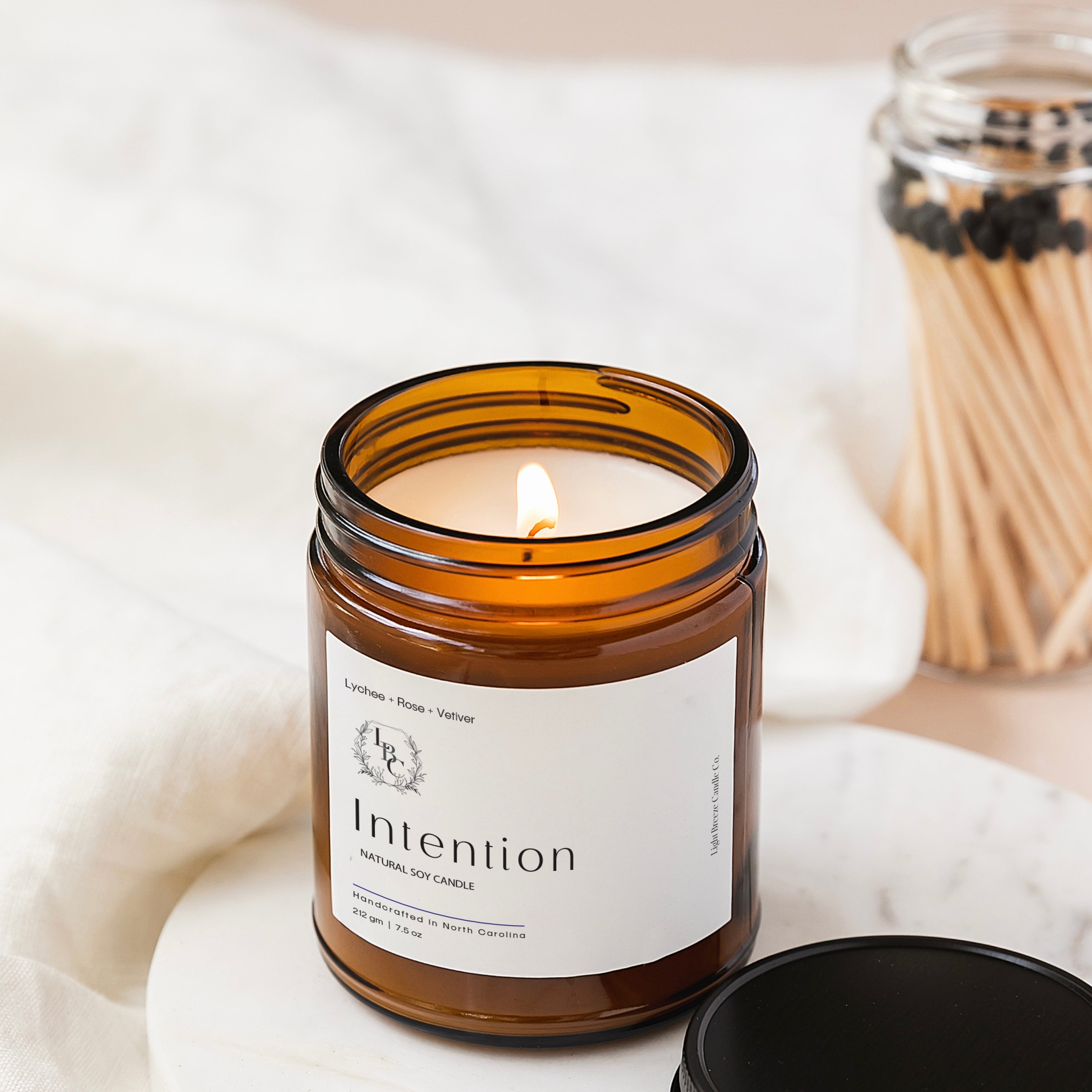 "Intention Candle - Focused Lychee, Rose & Vetiver Blend for Mindfulness and Clarity”