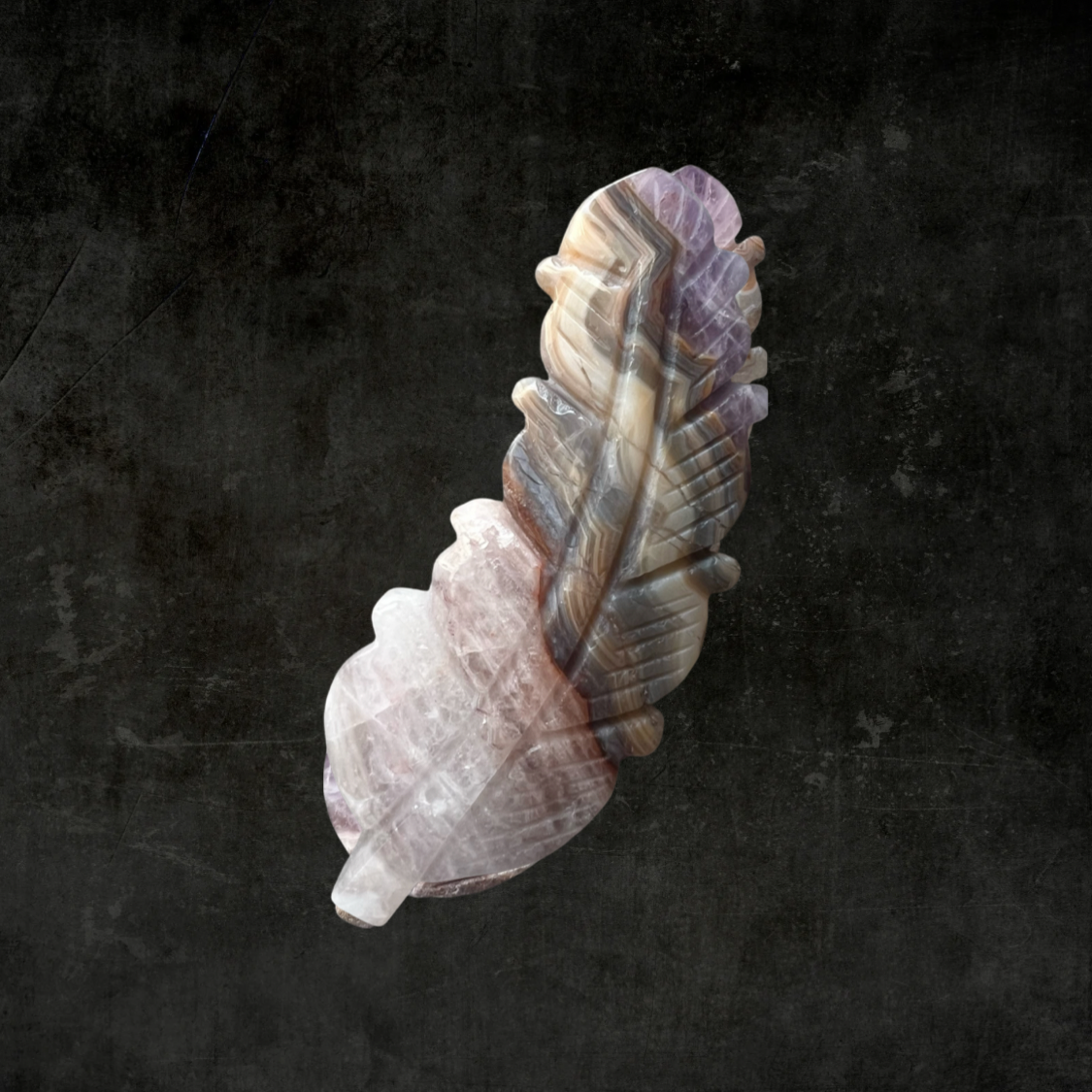 Handcrafted Amethyst & Agate Feather Crystal Sculpture – Natural Healing Stone Art