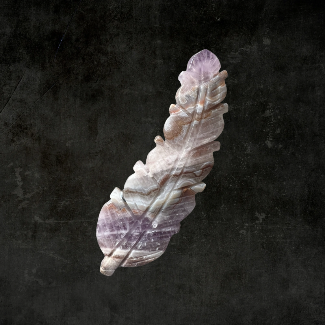 Handcrafted Amethyst & Agate Feather Crystal Sculpture – Natural Healing Stone Art