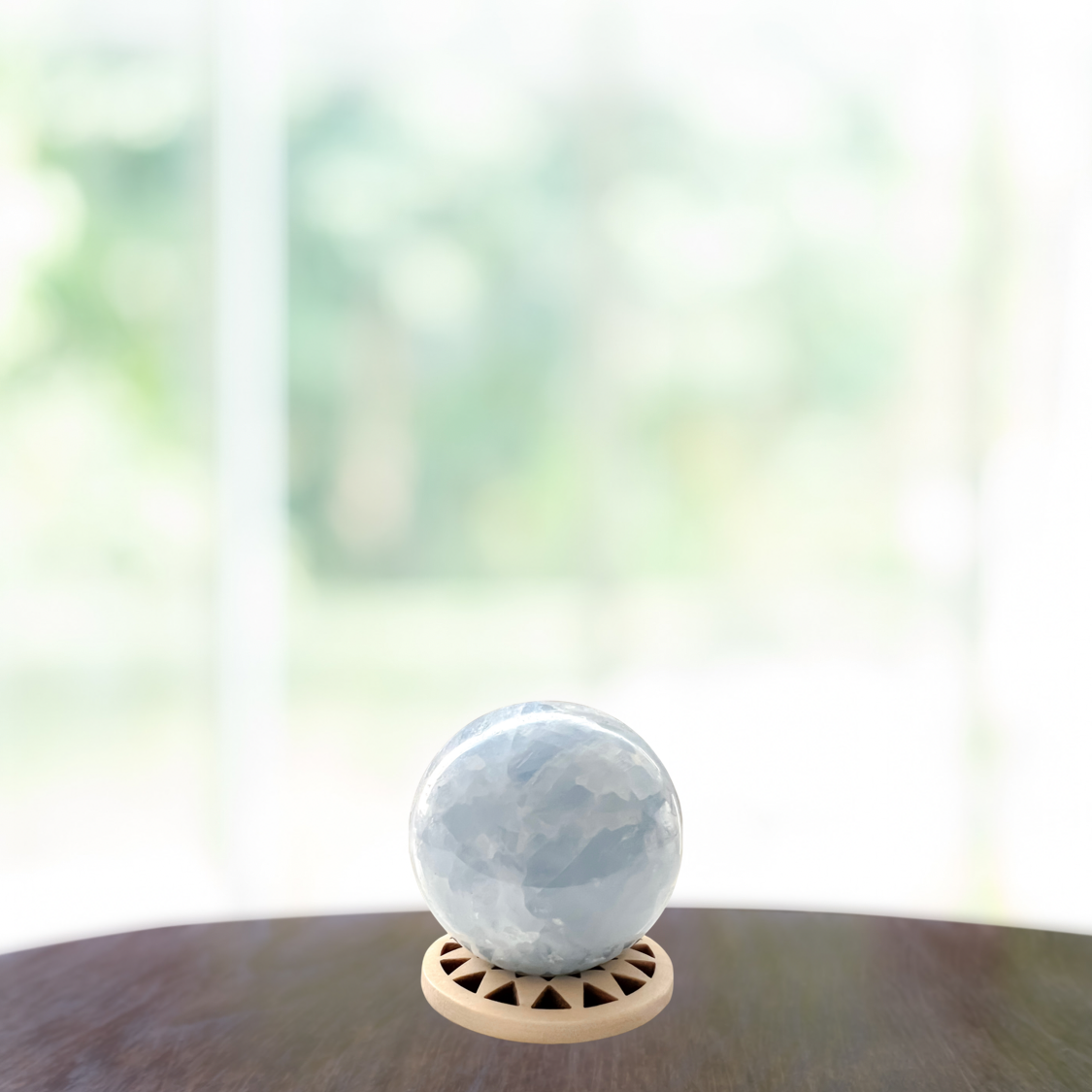 Celestine healing sphere calming crystal for stress relief, spiritual growth & angelic guidance