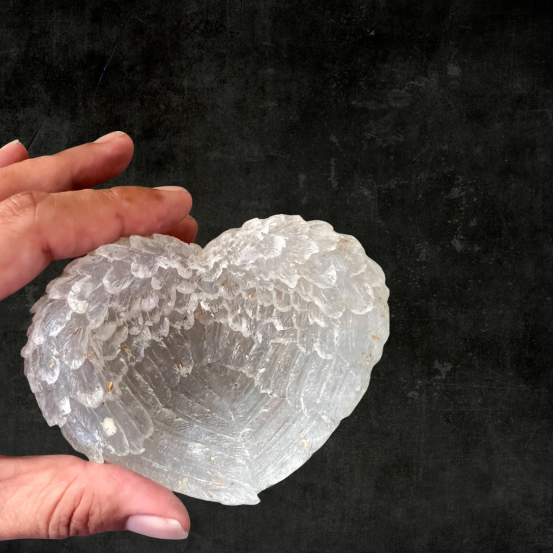 Natural Crystal Heart & Angel Wings Home Decor Set