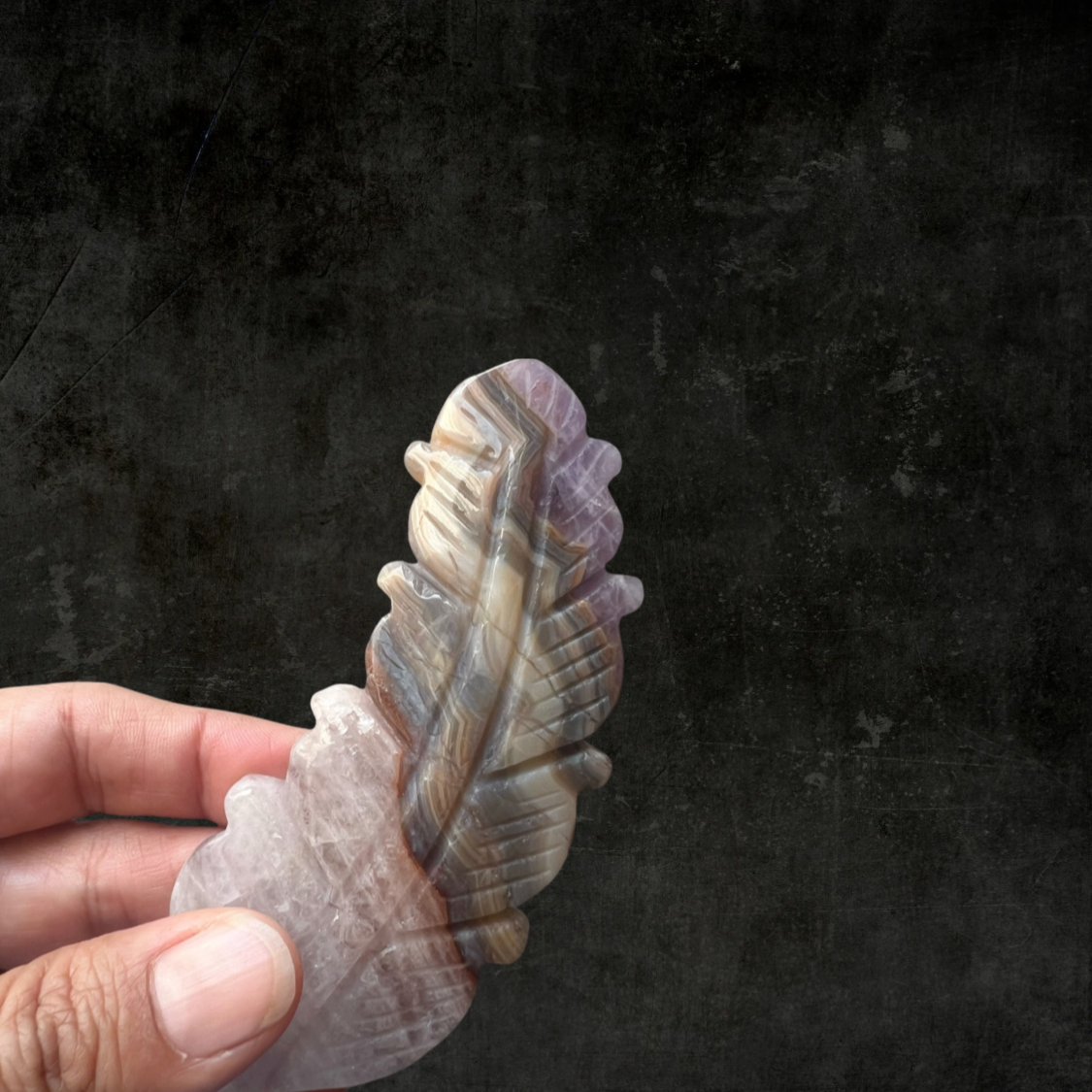 Handcrafted Amethyst & Agate Feather Crystal Sculpture – Natural Healing Stone Art