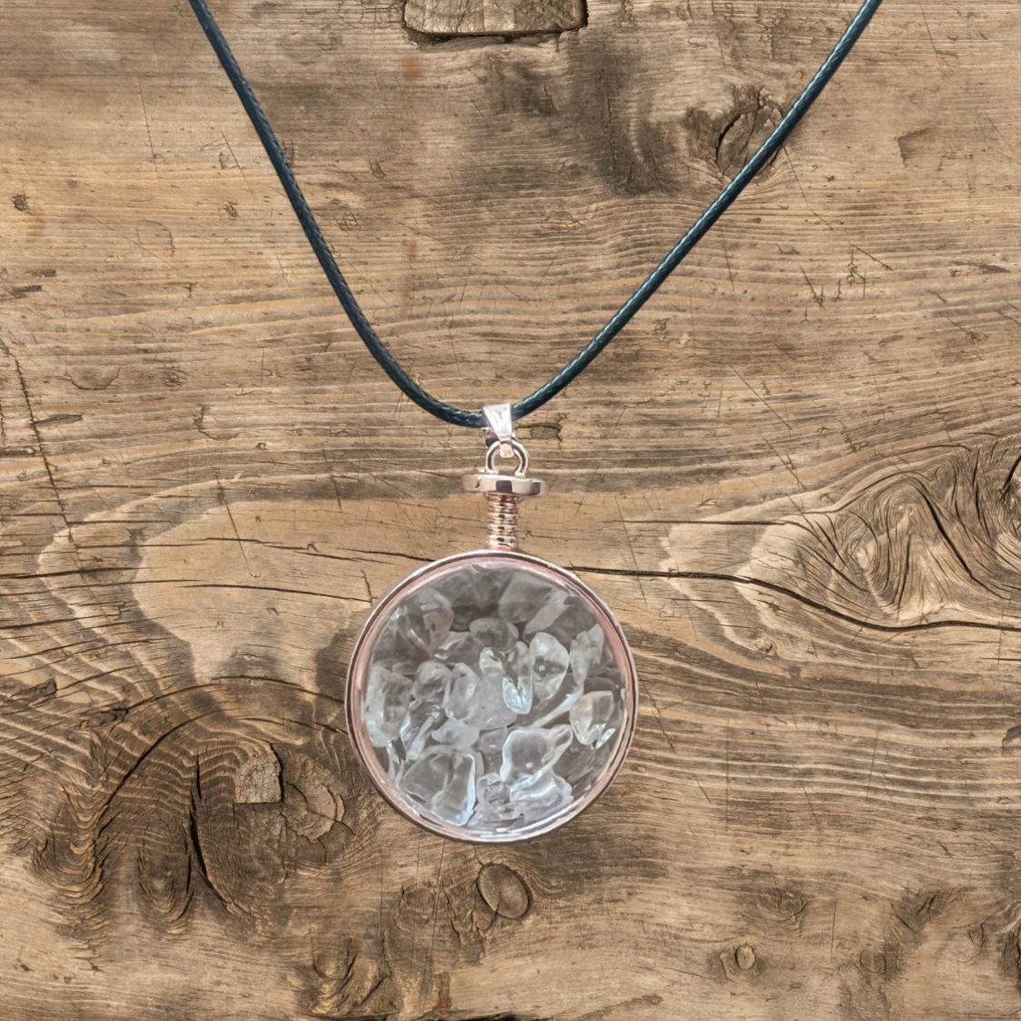 Natural Amethyst, Blue Turquoise, Obsidian, Clear Quartz, Tiger Eye, Lapis Lazuli, Round Wishing Bottle Crystal Pendant Necklace Jewelry for Healing & Style