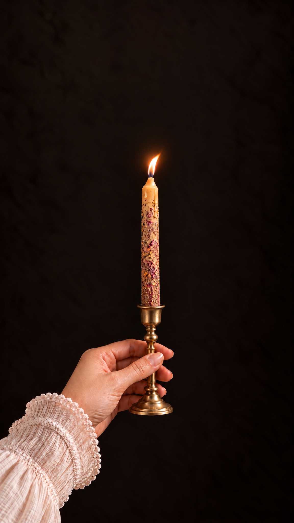 Protection Shield Beeswax 6-Inch Ritual Taper Candles – Handmade with Bee Pollen, Herbs & Essential Oils | Safety & Spiritual Protection