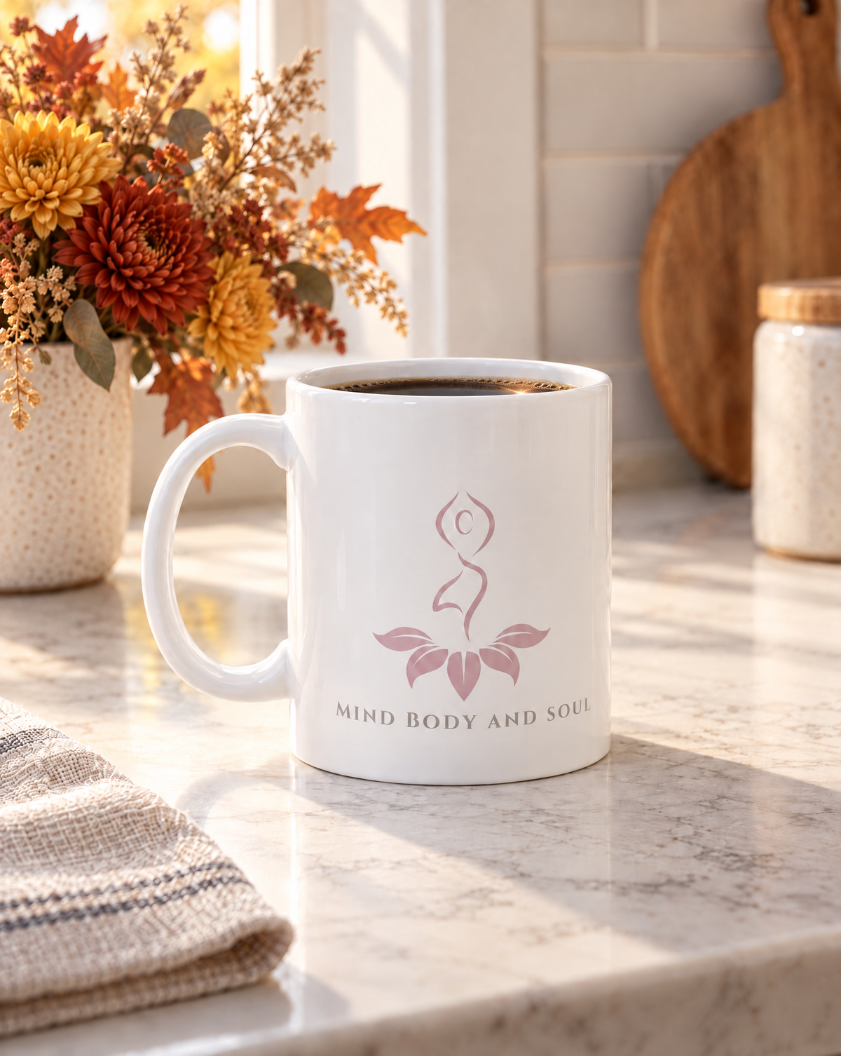 Mind Body Soul 11oz White Mug - Inspirational Wellness Drinkware