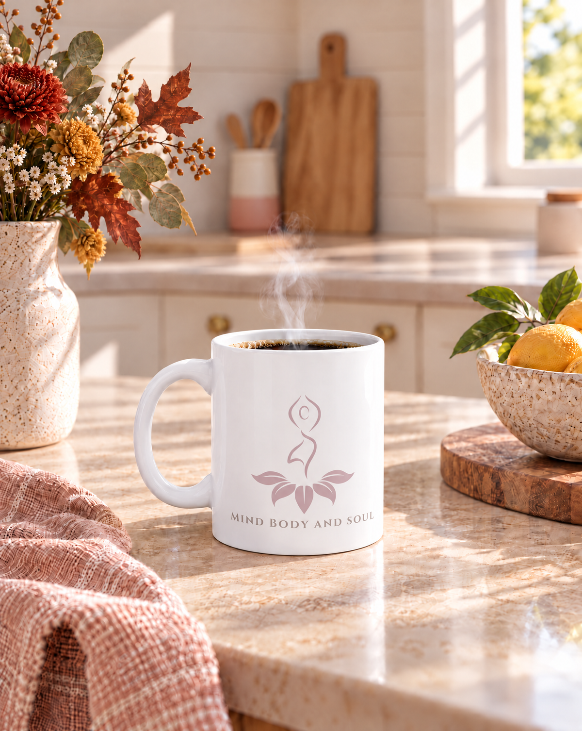 Mind Body Soul 11oz White Mug - Inspirational Wellness Drinkware