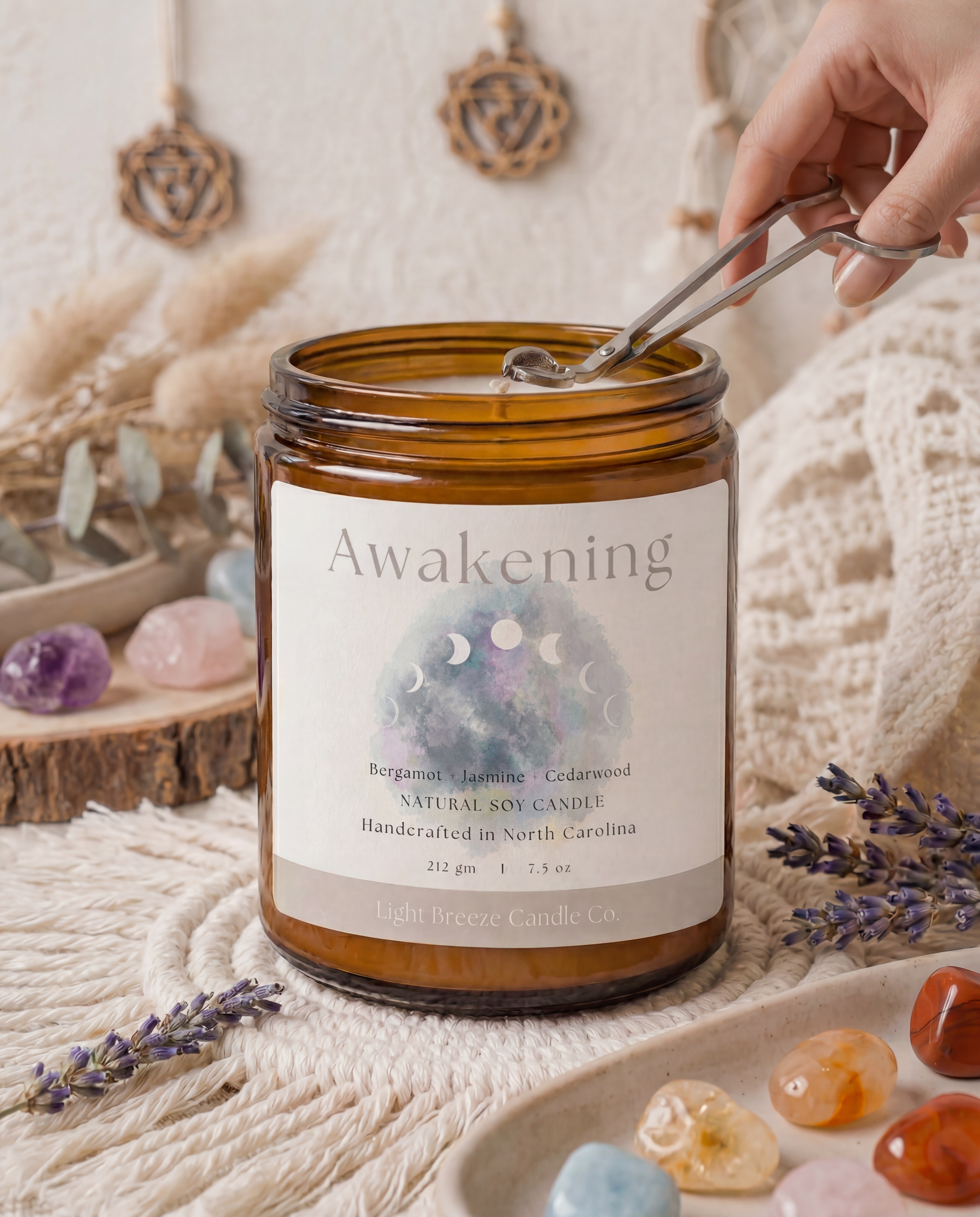 Awakening Soy Candle Bergamot, Jasmine & Cedarwood Spiritual Candle for Renewal, Clarity & Inner Light
