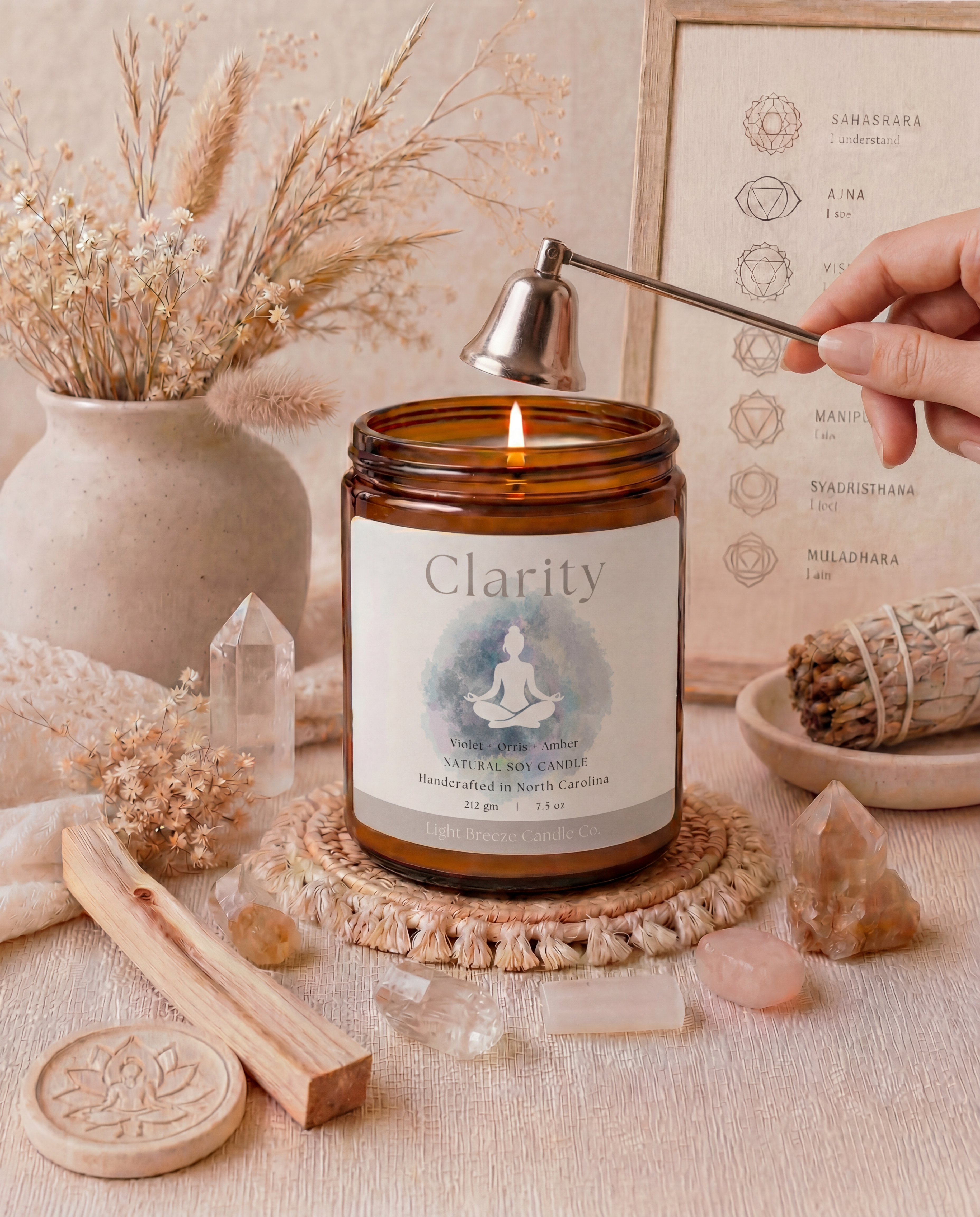 Clarity Soy Candle Violet, Orris & Amber Spiritual Candle for Focus, Insight & Calm