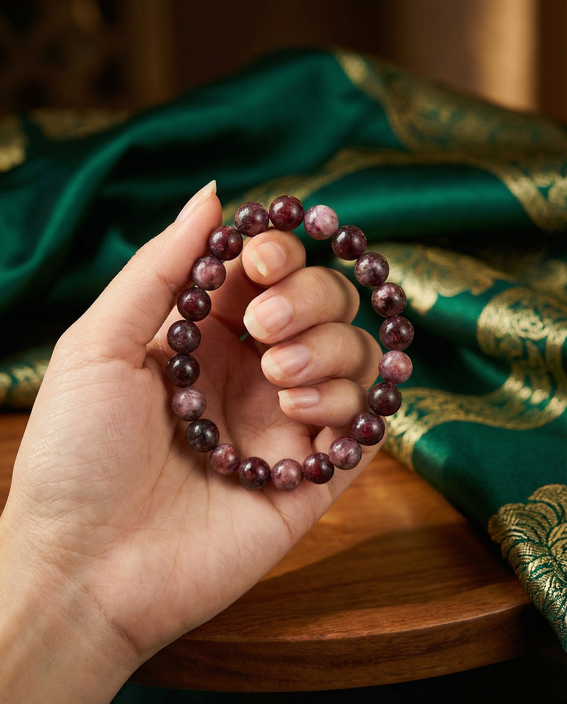 Natural Plum Blossom Tourmaline Crystal Bracelet Love & Healing
