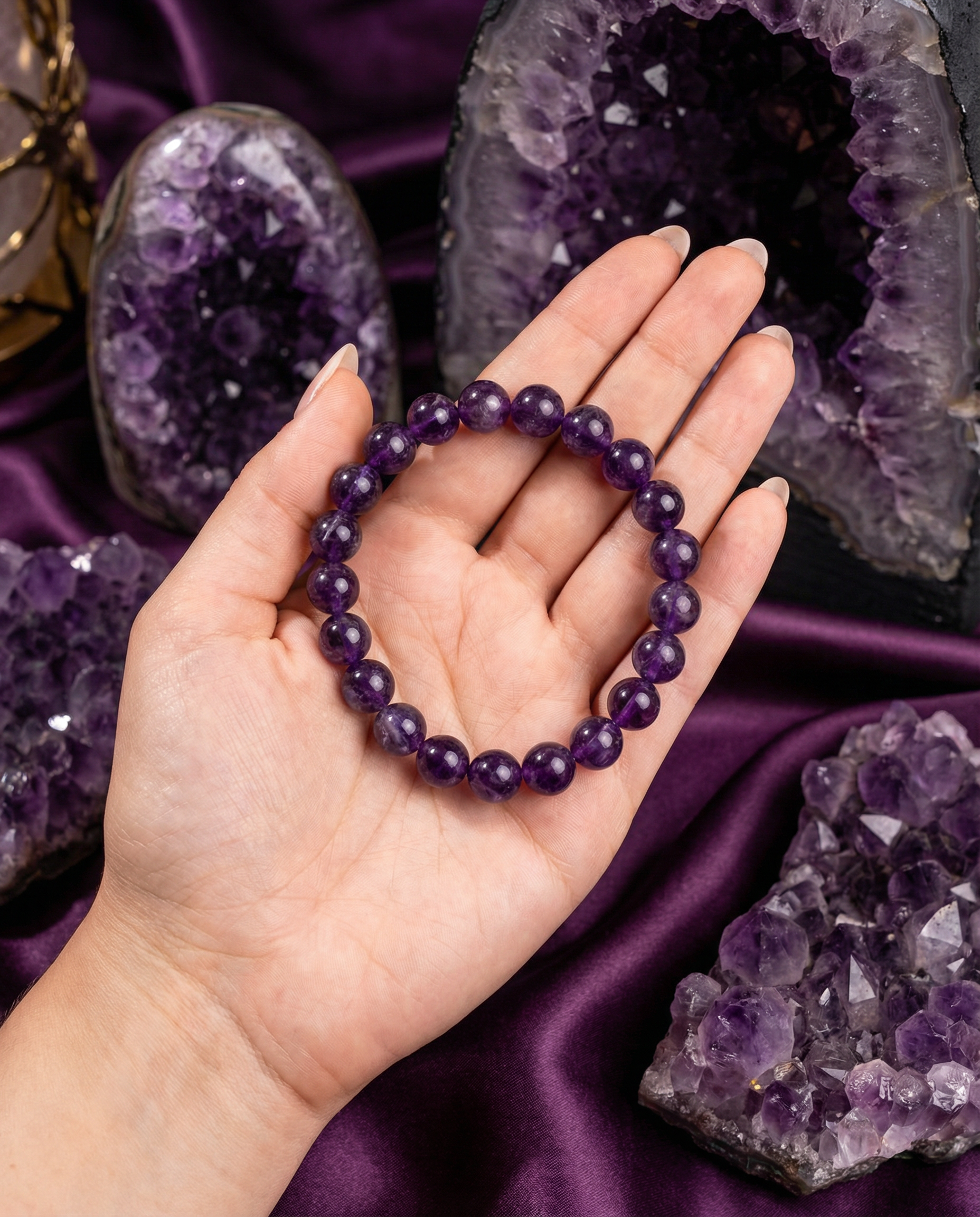 Natural Amethyst Bracelet Spiritual Growth & Protection