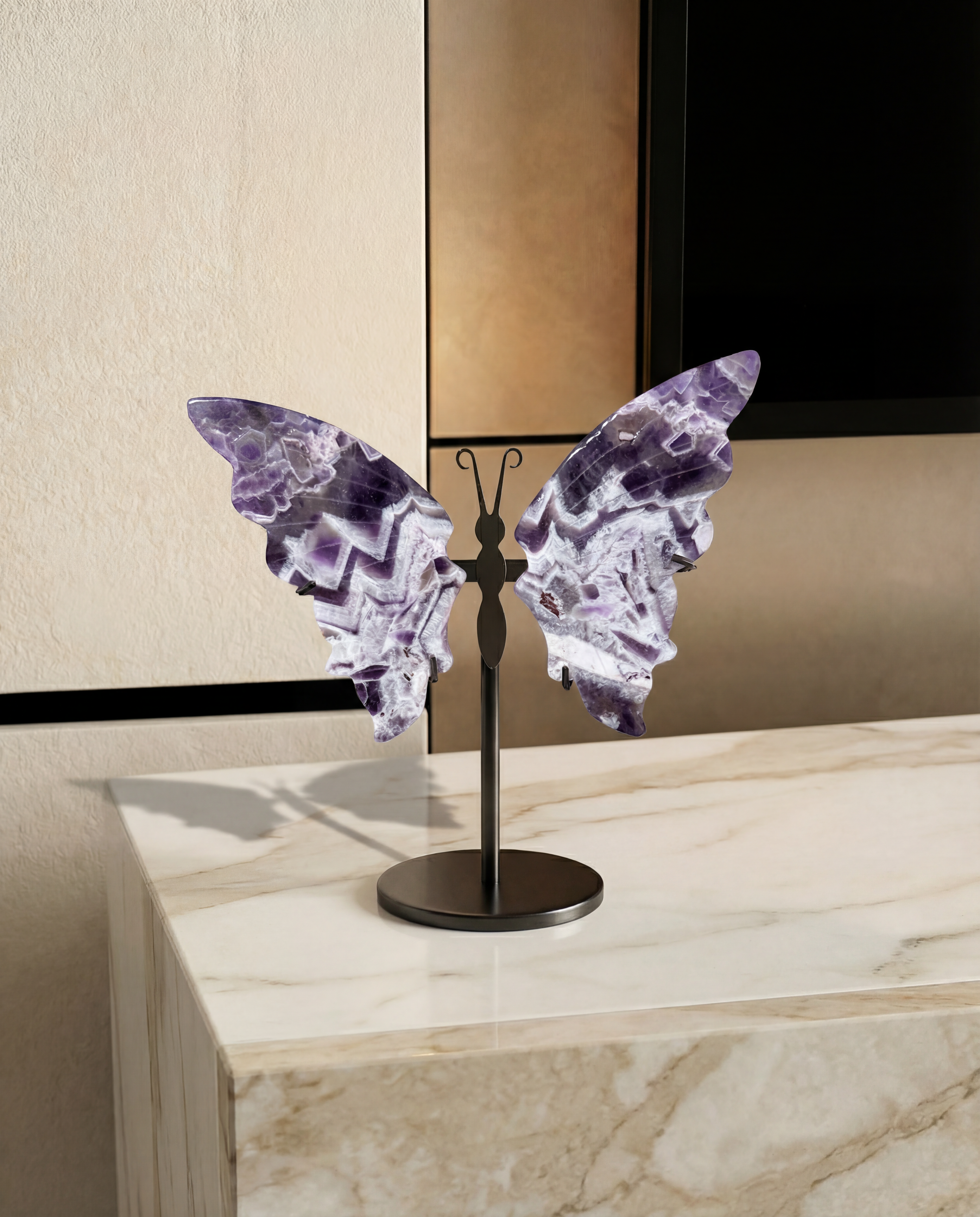 High Quality Natural Amethyst Butterfly with Stand Crystal Decor
