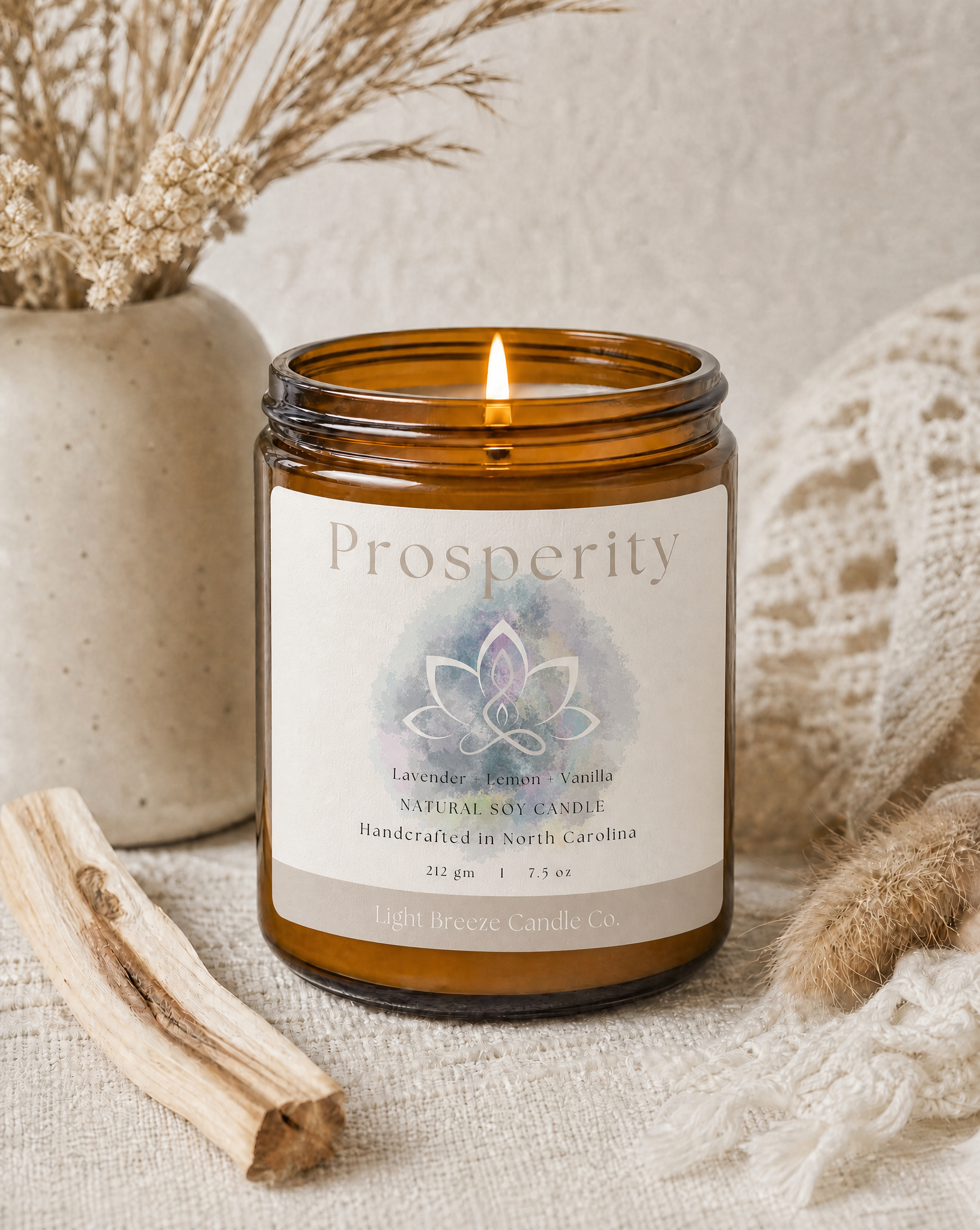 Prosperity Soy Candle Lavender, Lemon & Vanilla Manifestation Candle for Abundance