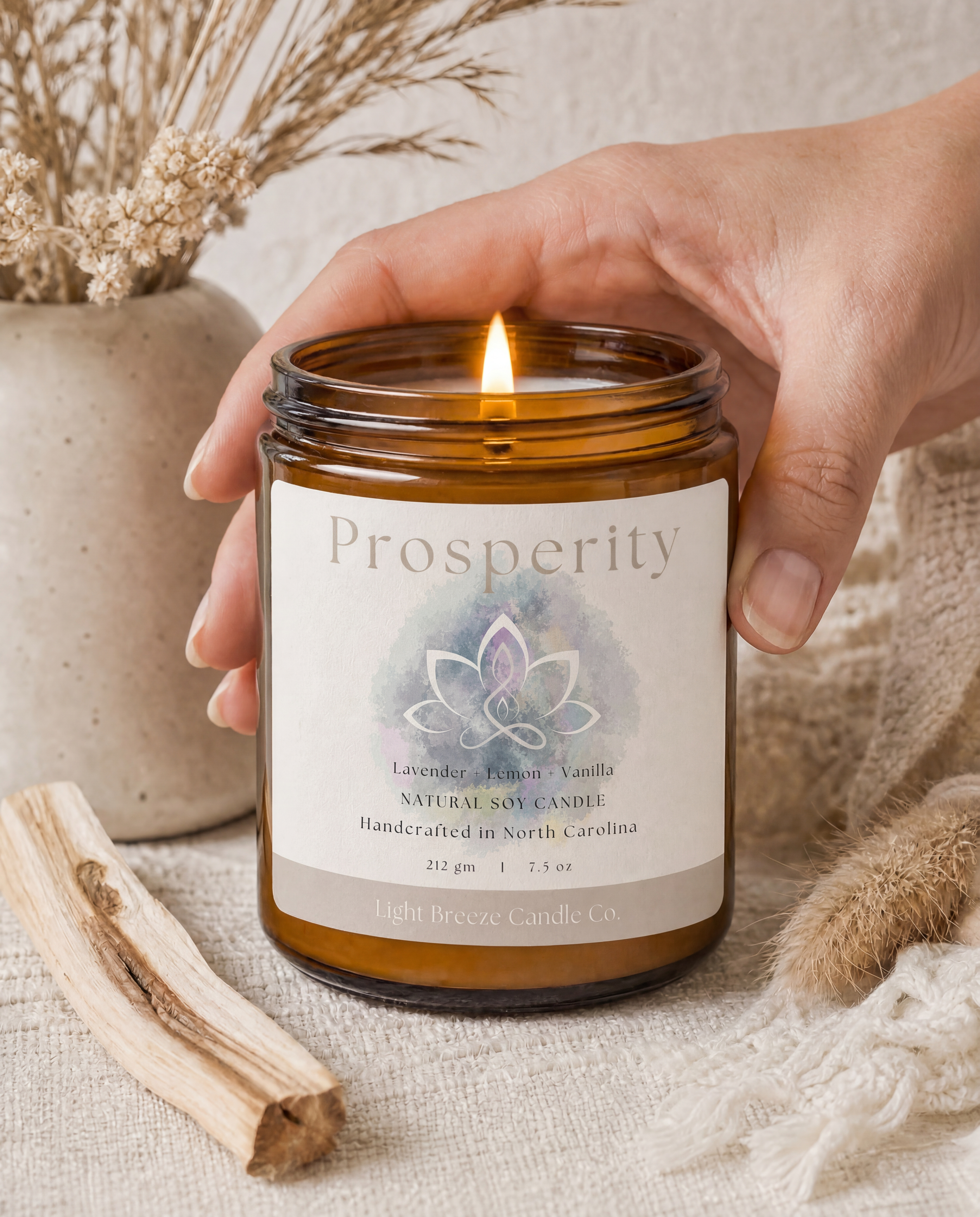 Prosperity Soy Candle Lavender, Lemon & Vanilla Manifestation Candle for Abundance