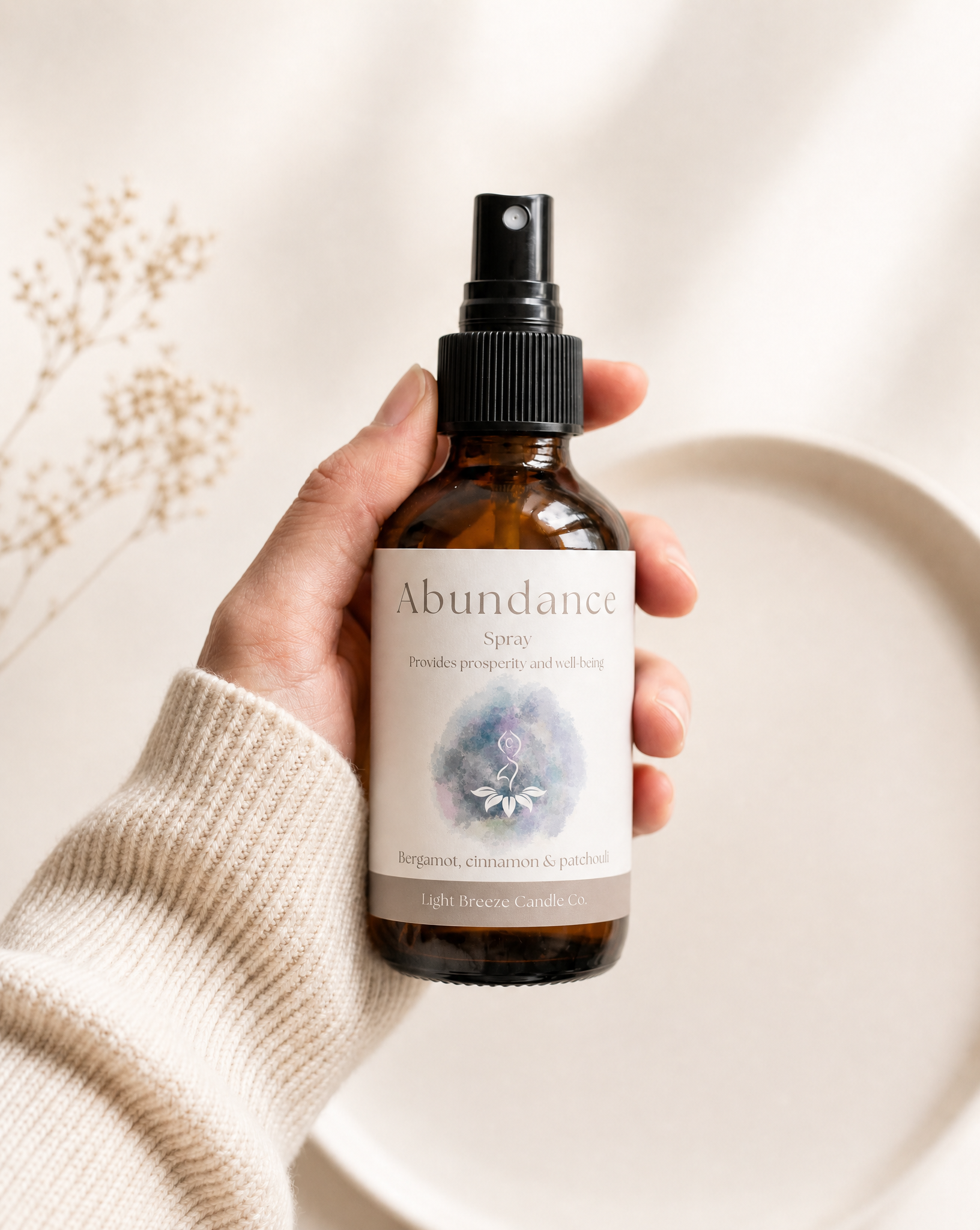 Abundance Smudge Spray Bergamot, Cinnamon & Patchouli Spiritual Mist for Prosperity & Positive Energy