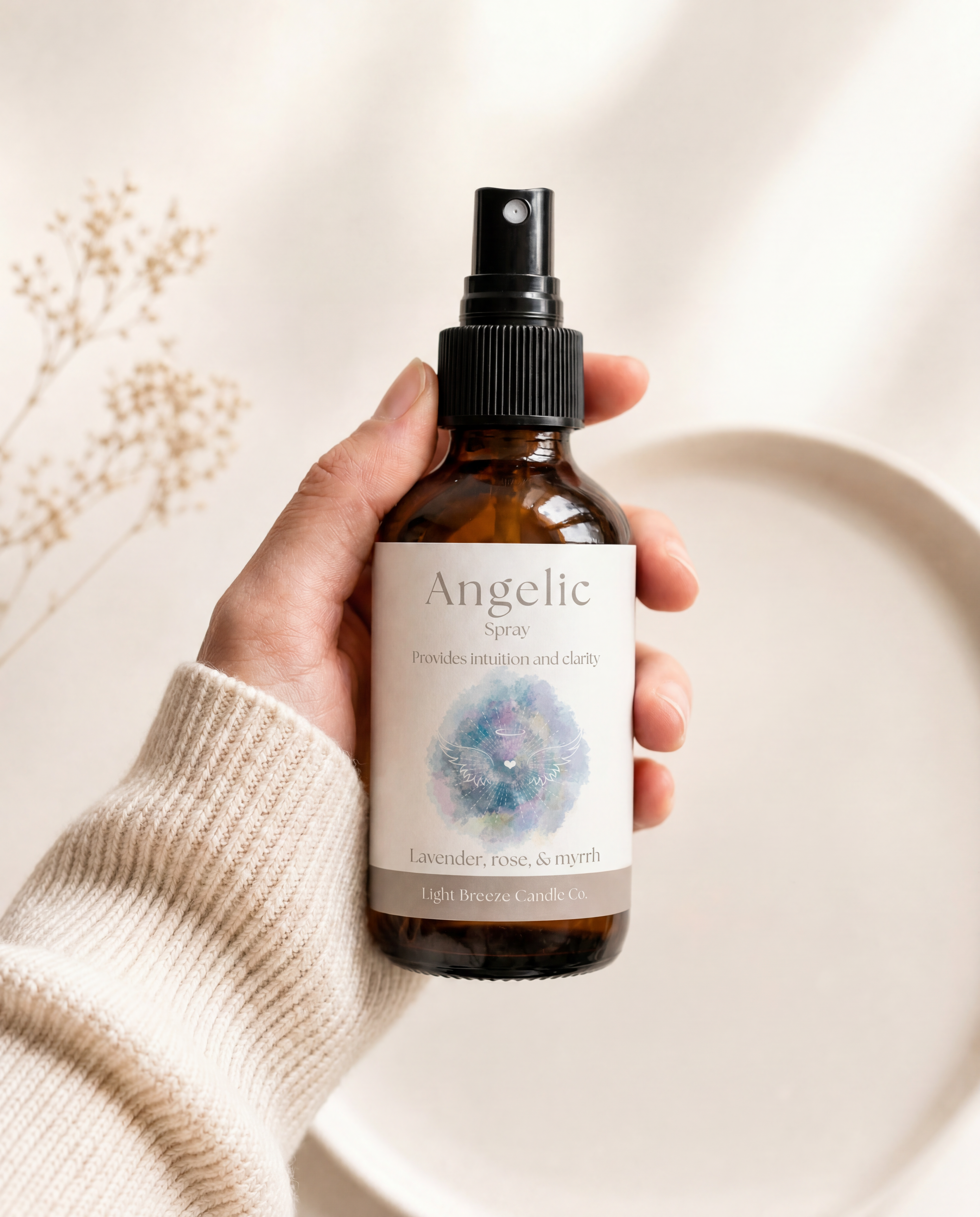 Angelic Smudge Spray Lavender, Rose & Myrrh Spiritual Mist for Peace, Comfort & Divine Connection
