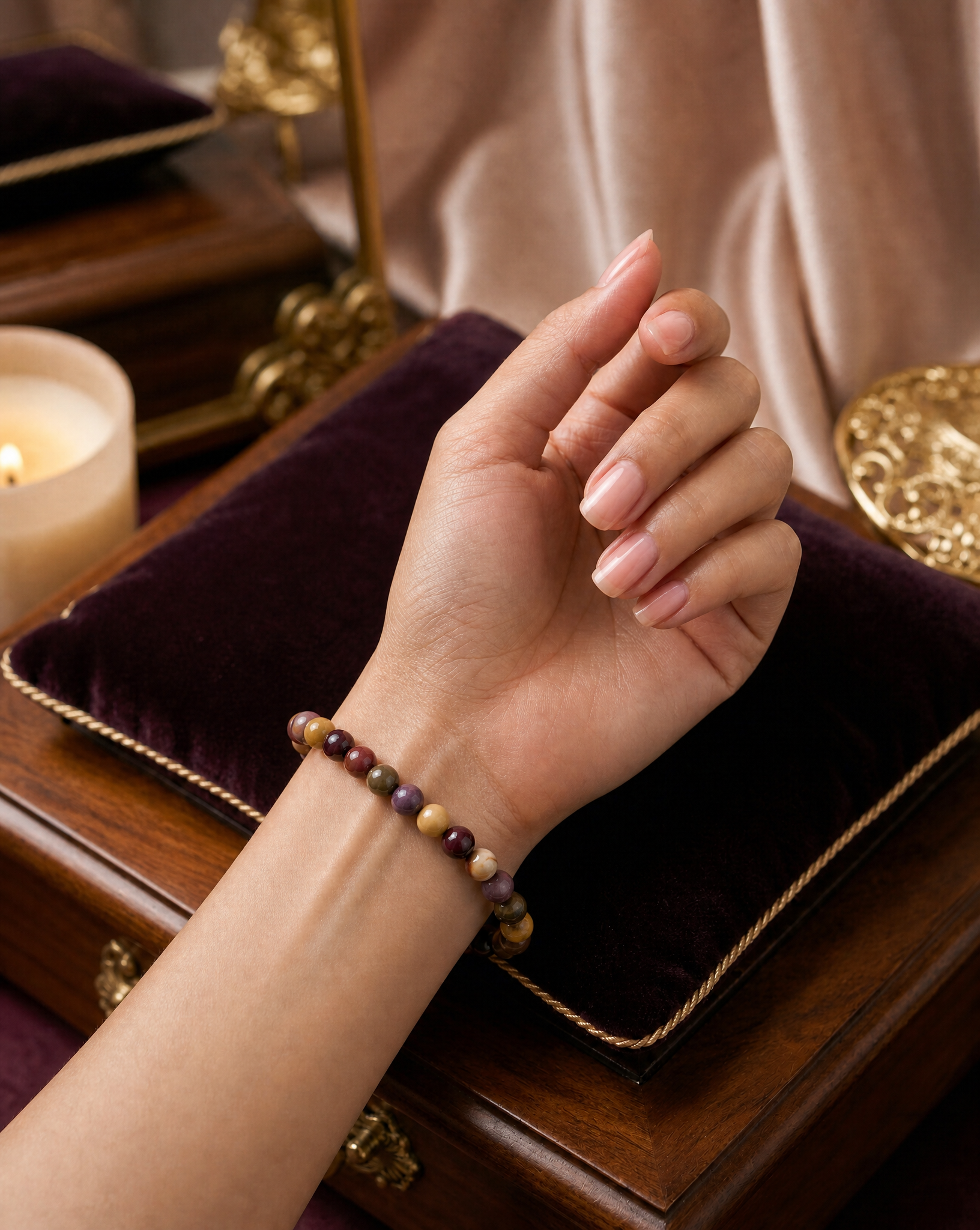 Natural Mookaite Bracelet 7-inch with 6mm Beads Stability, Personal Growth, and Emotional Healing