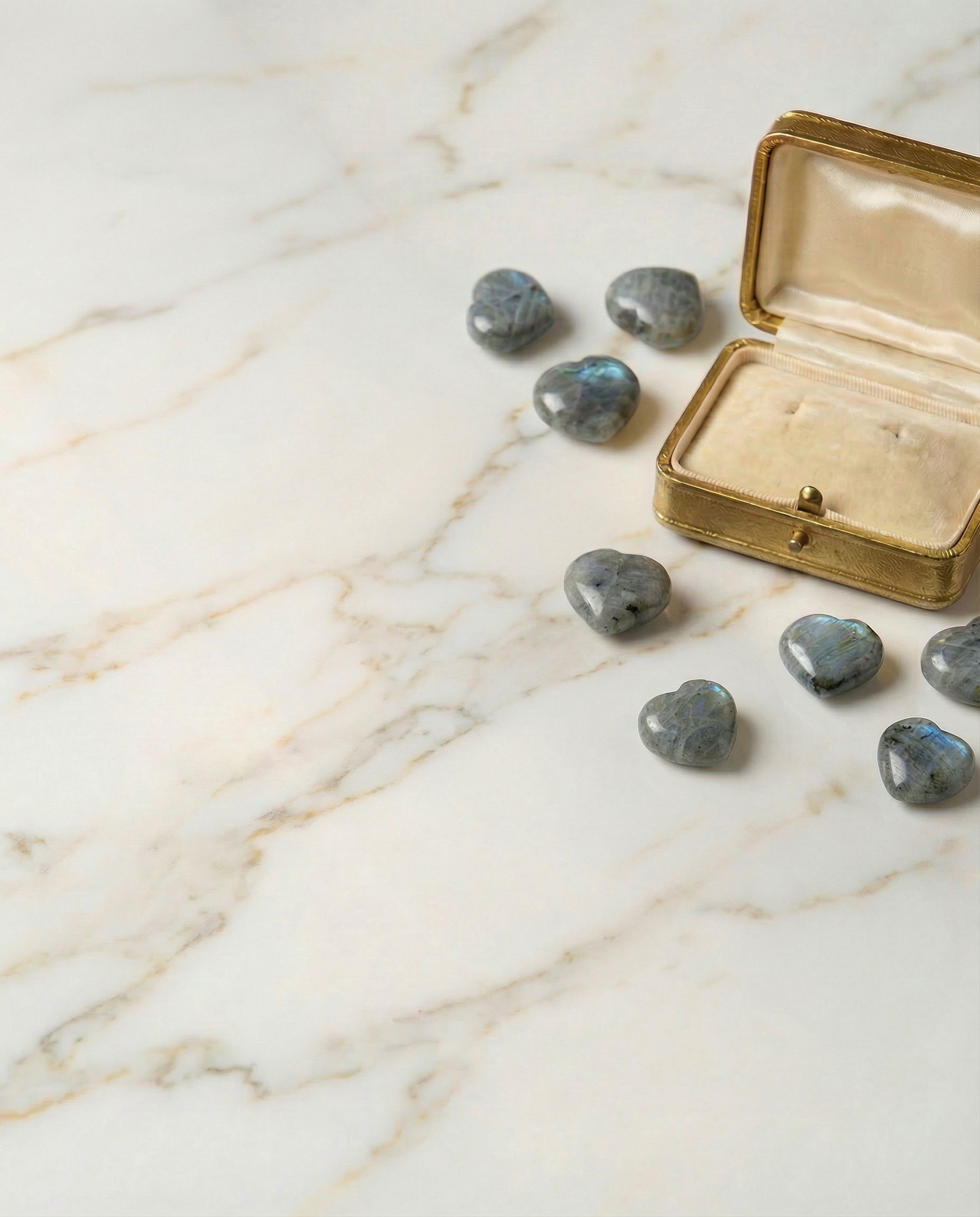 Labradorite Pocket Heart Amulet Handcrafted Gemstone for Protection and Emotional Balance