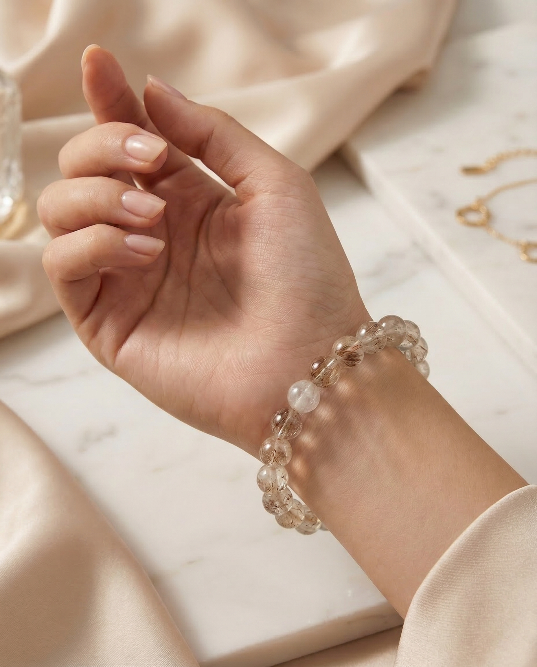 Natural Black Super Seven Quartz Crystal Bracelet Amplification & Spiritual Growth