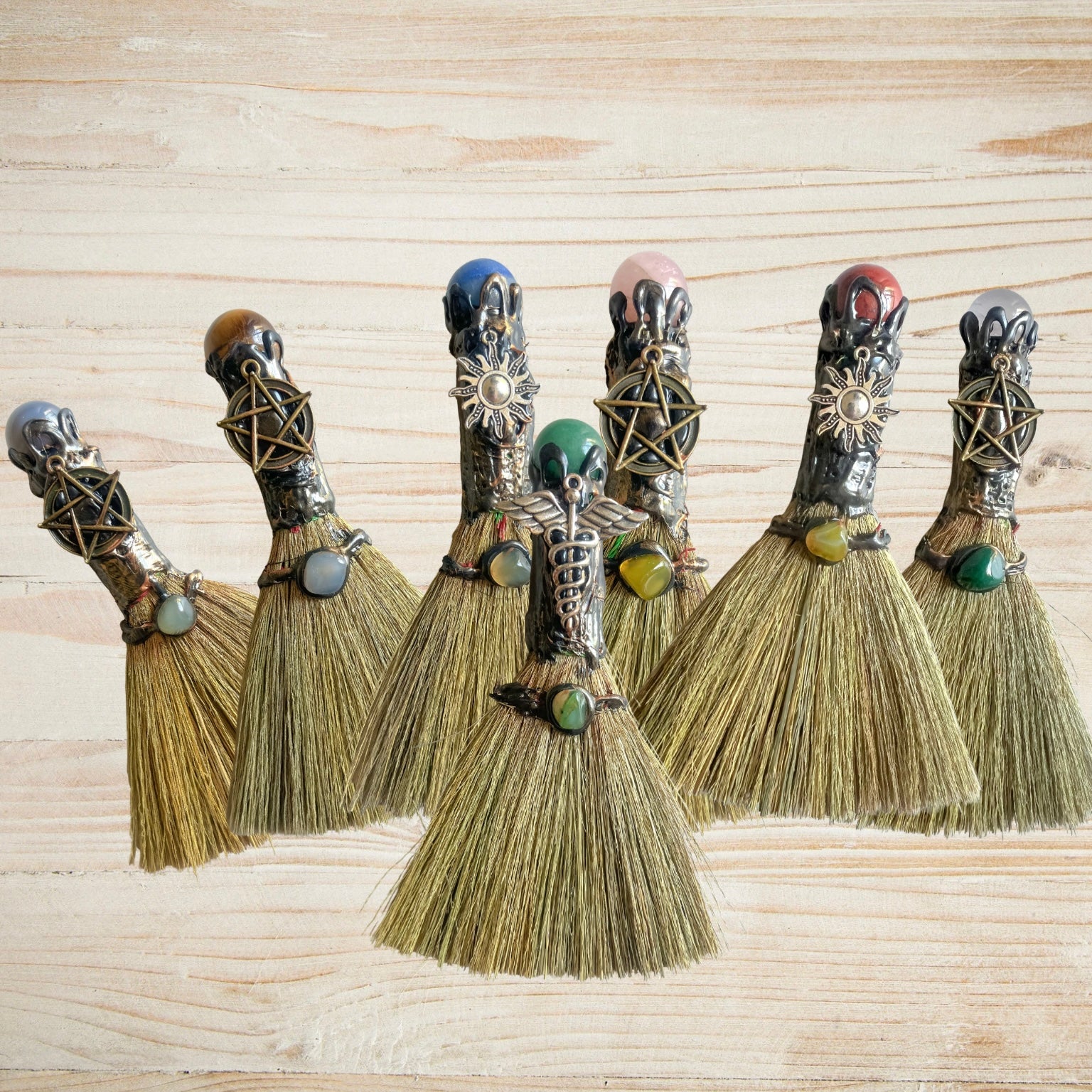 Handmade Magic Broom Quartz Broom | Spiritual Healing & Ritual Decor for Mindfulness 