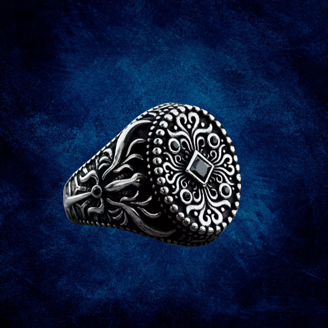 Men’s Ring – Vintage Style 316L Stainless Steel with Stone Accents