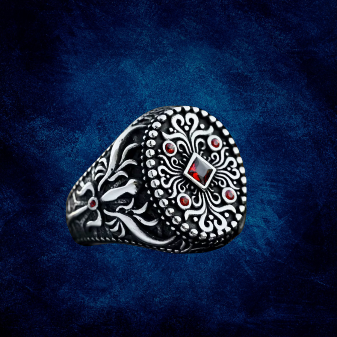 Men’s Ring – Vintage Style 316L Stainless Steel with Stone Accents