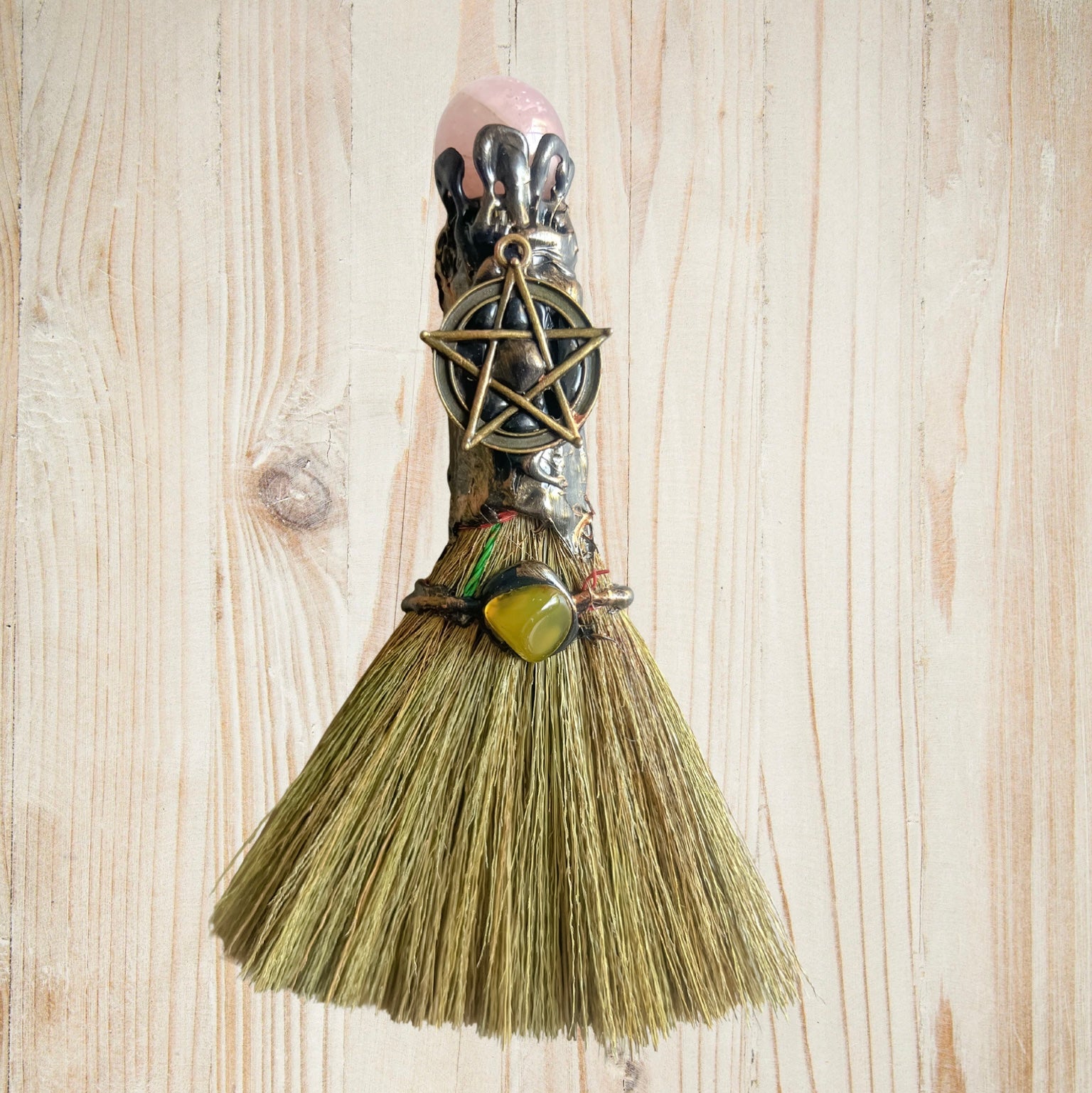 Handmade Magic Broom Quartz Broom | Spiritual Healing & Ritual Decor for Mindfulness 