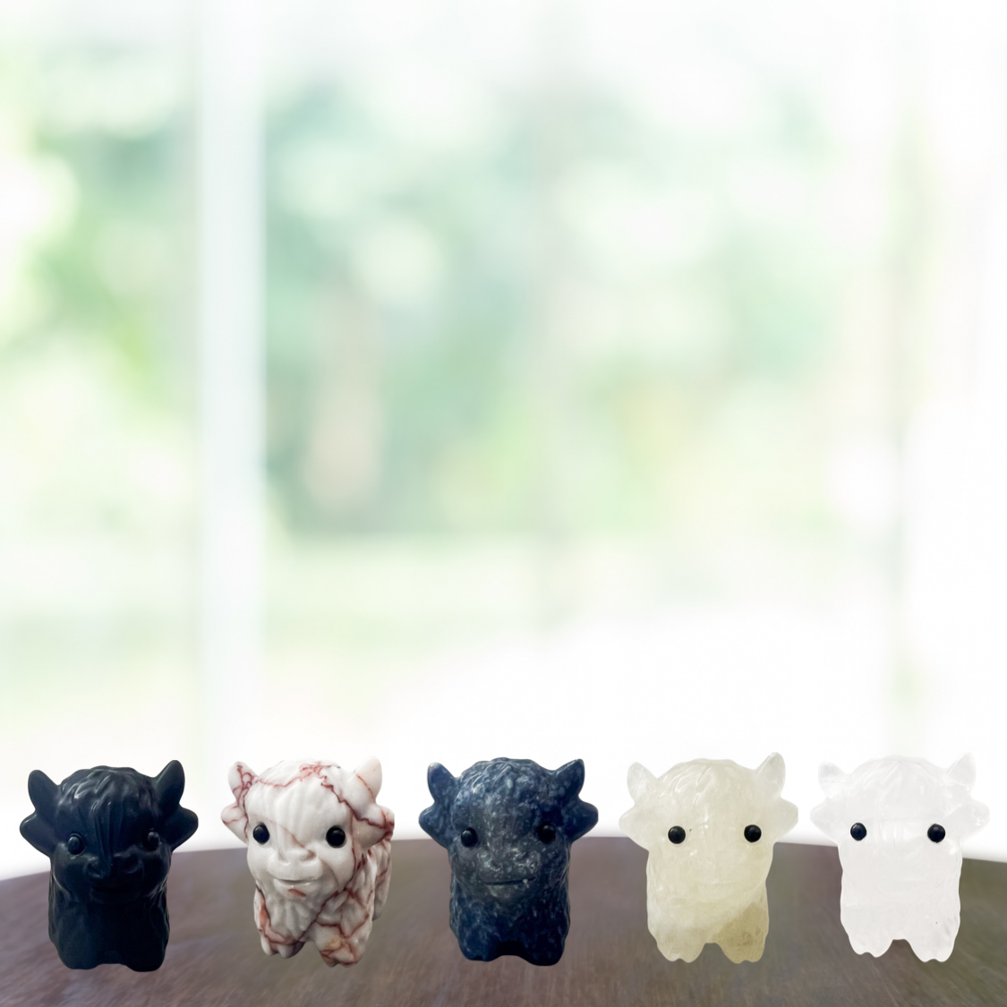 Handcrafted Crystal Cattle & Sheep Carving in Multiple Natural Stones