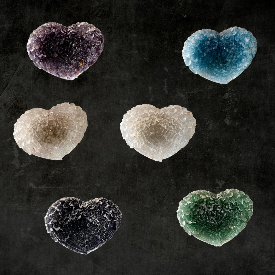 Natural Crystal Heart & Angel Wings Home Decor Set