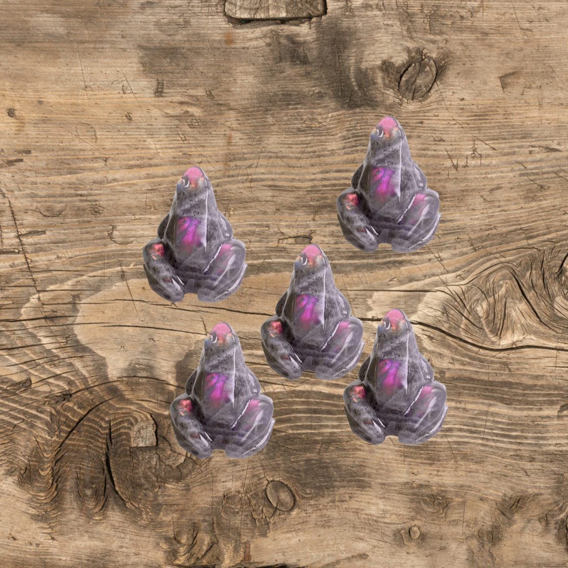 Enchanting Purple Labradorite Crystal Frog Carving