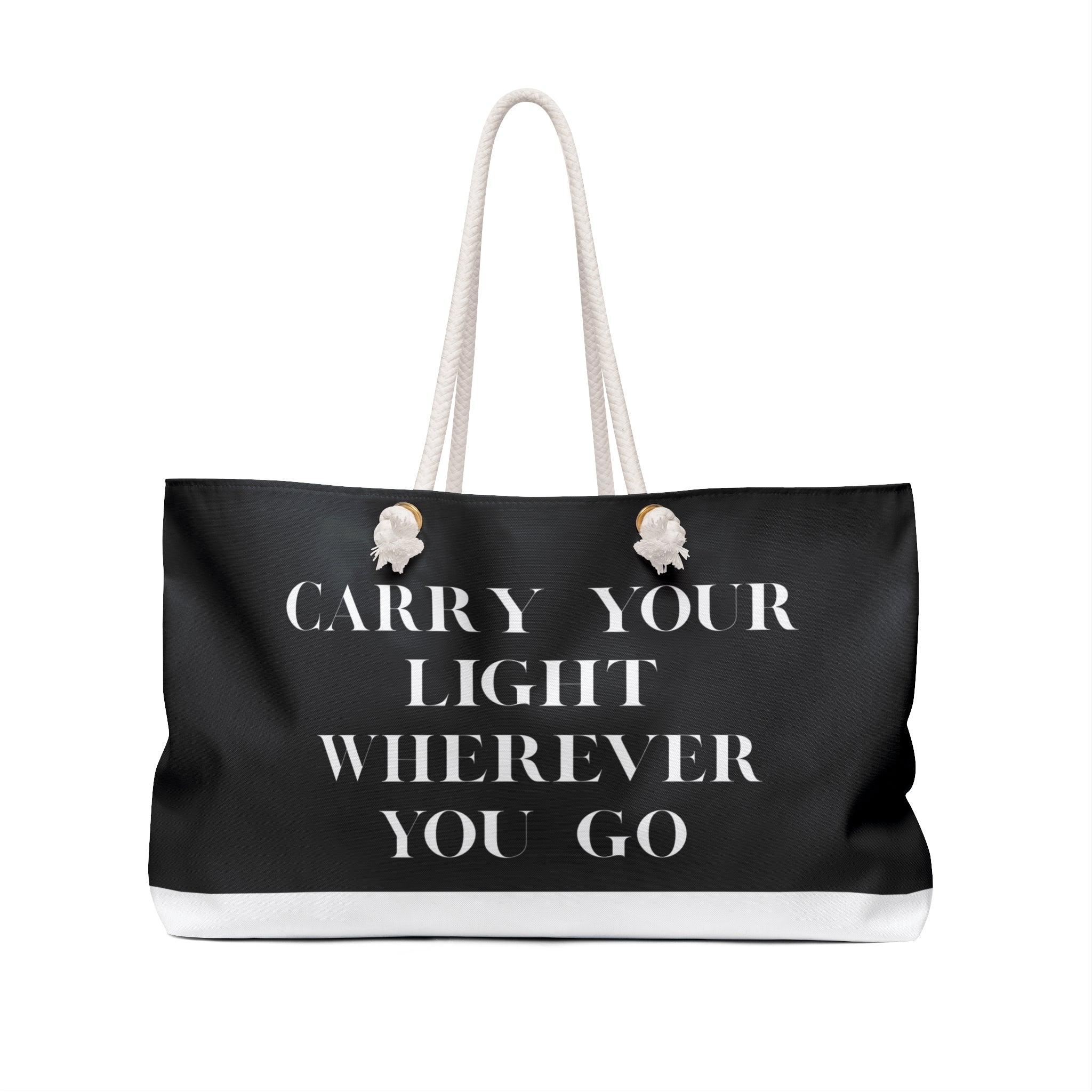 Carry Your Light Weekender Bag - Black Canvas Travel Tote for Adventurers, Beach Trips, Yoga, Retreats, and Weekend Getaways