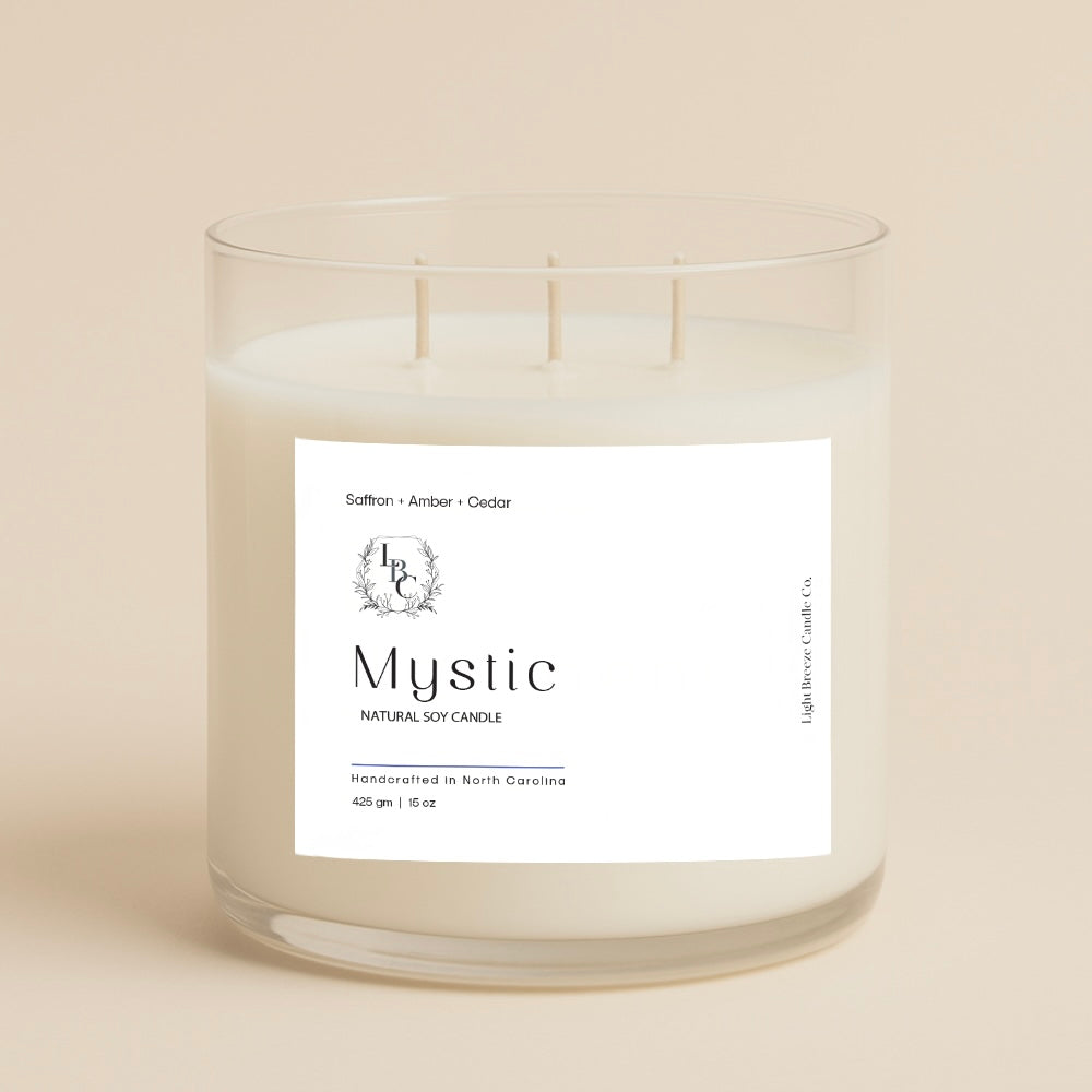 Mystic 15oz Candle - Enigmatic Saffron, Amber & Cedar Blend for Serenity and Contemplation
