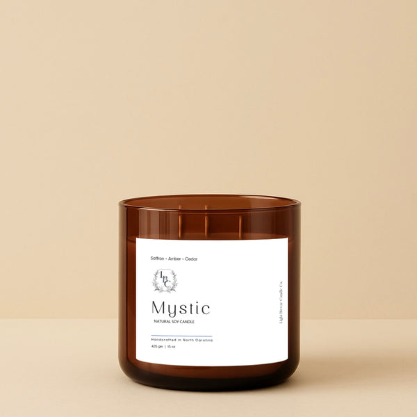 Mystic 15oz Candle - Enigmatic Saffron, Amber & Cedar Blend for Sereni