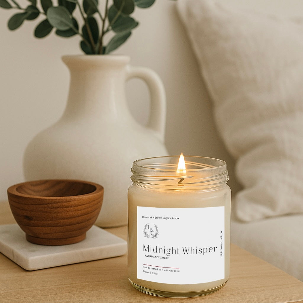 Midnight Whisper Candle - Sweet Caramel, Brown Sugar & Warm Amber for Christmas