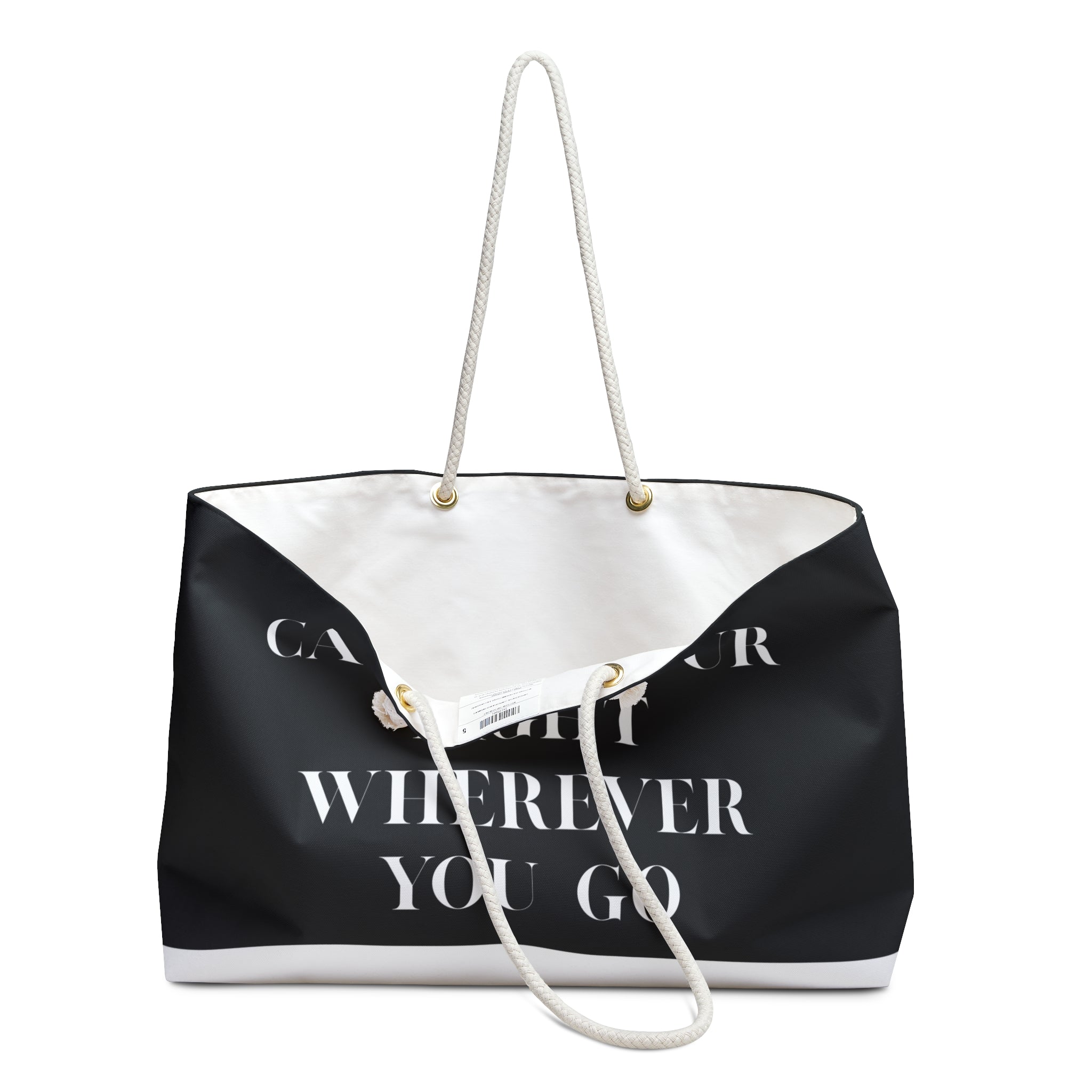 Carry Your Light Weekender Bag - Black Canvas Travel Tote for Adventurers, Beach Trips, Yoga, Retreats, and Weekend Getaways